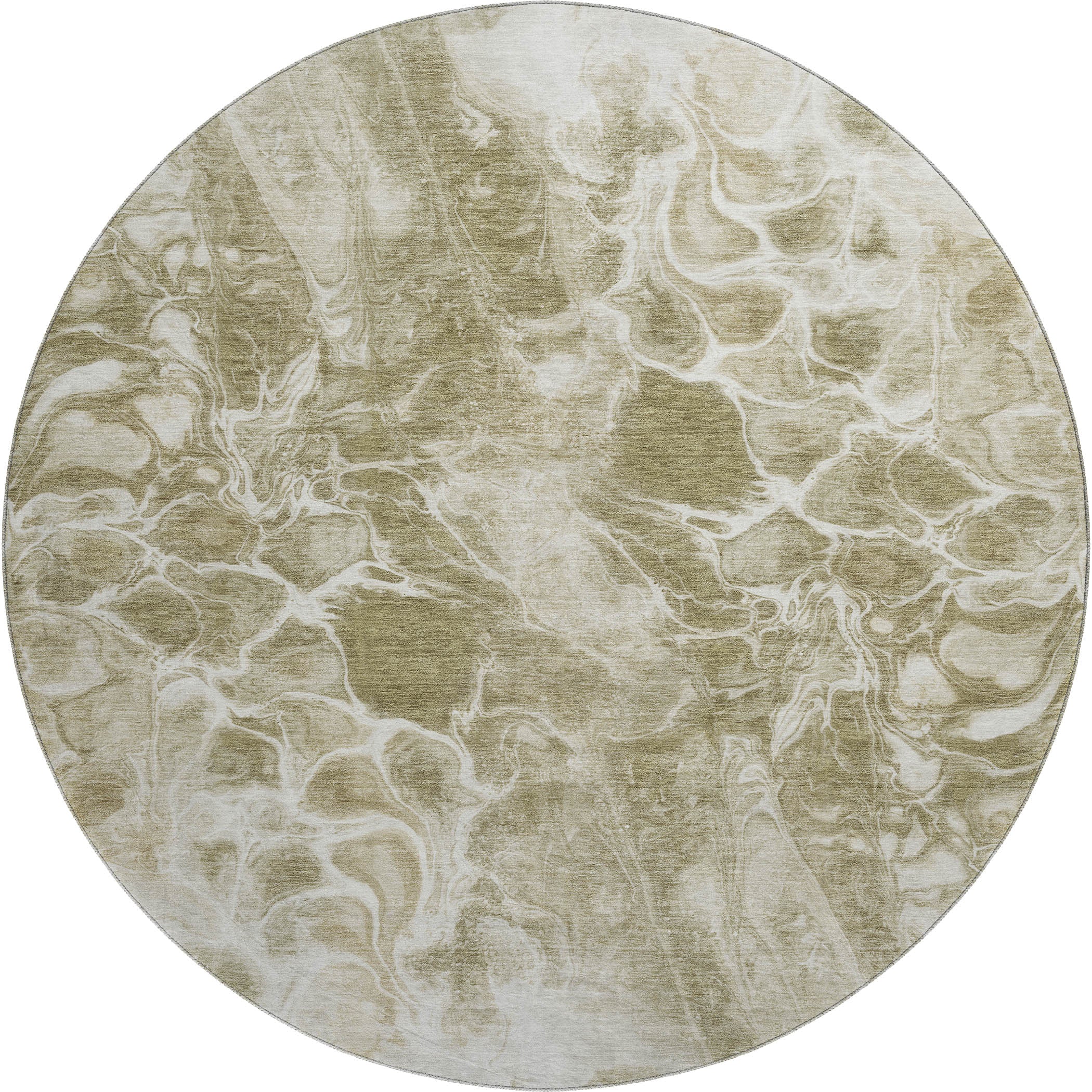 Bogota Machine Washable Transitional Khaki Brown Rug 8' x 8' #shape_Round