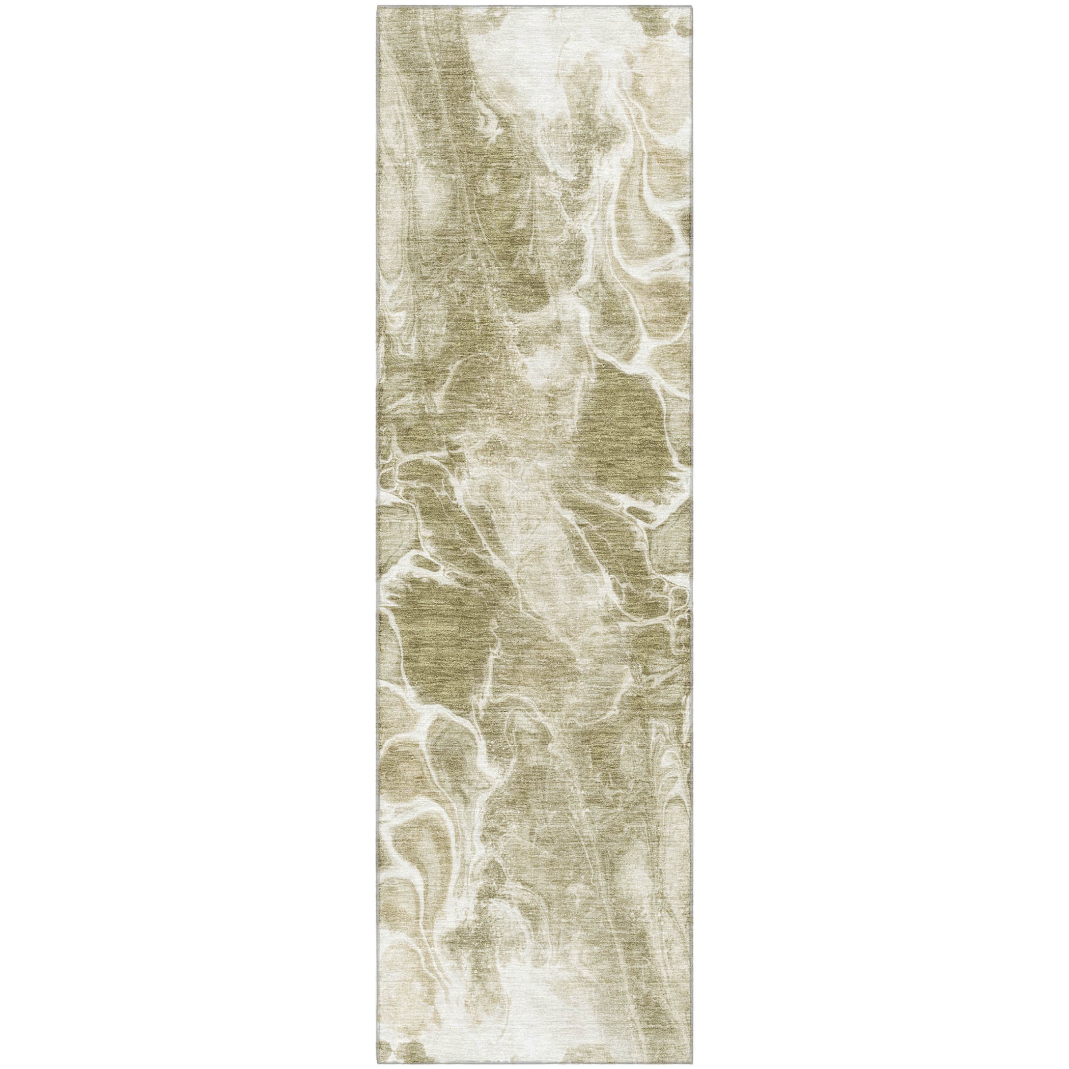 Bogota Machine Washable Transitional Khaki Brown Rug 2'3" x 7'6" #shape_Runner