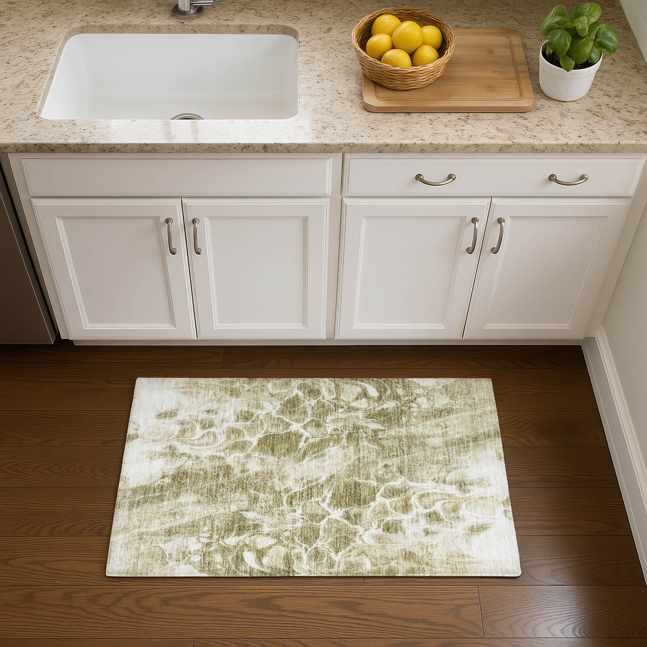 Bogota Machine Washable Transitional Khaki Brown Rug 1'8" x 2'6" #shape_Rectangle
