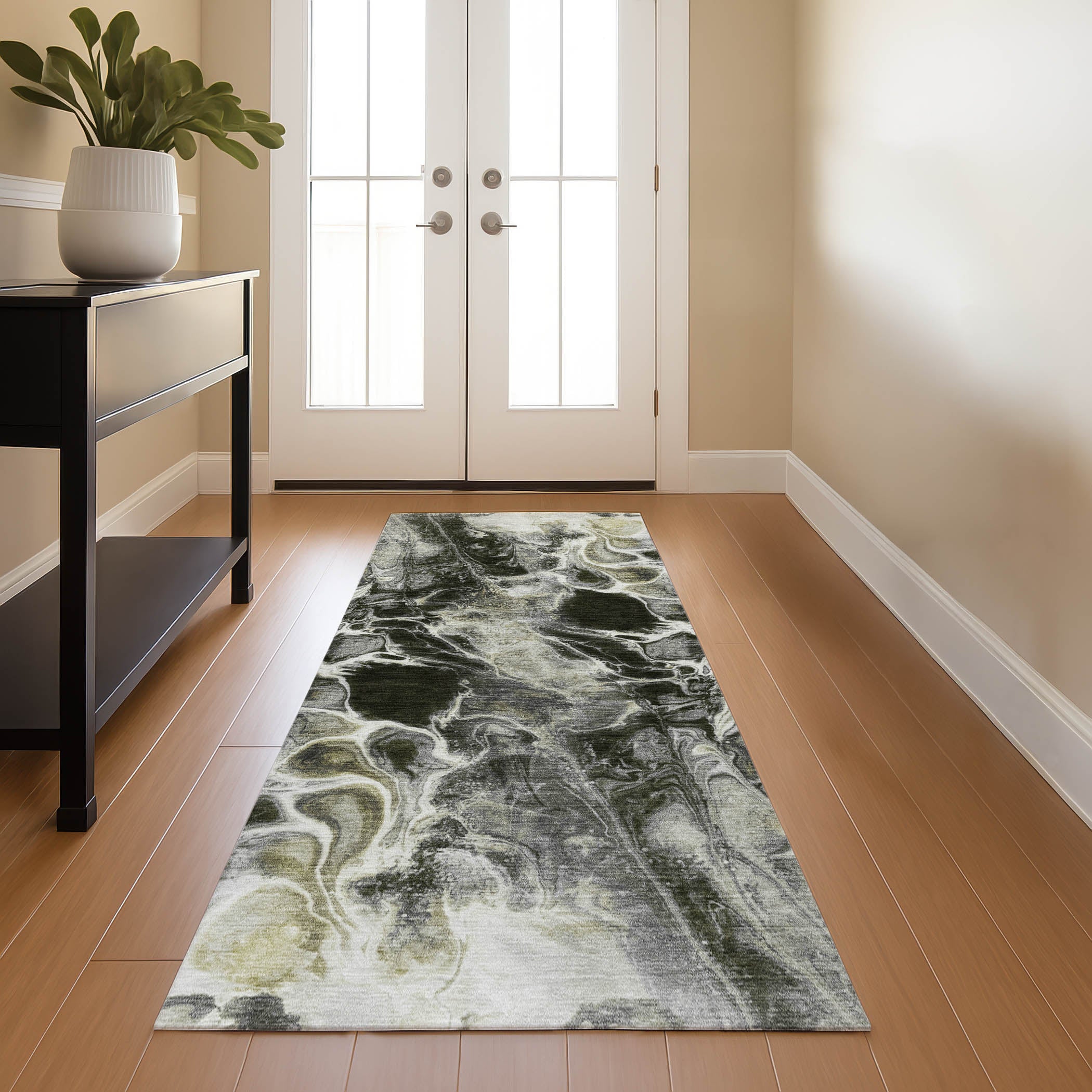 Bogota Machine Washable Transitional Pewter Gray Rug 2'3" x 7'6" #shape_Runner