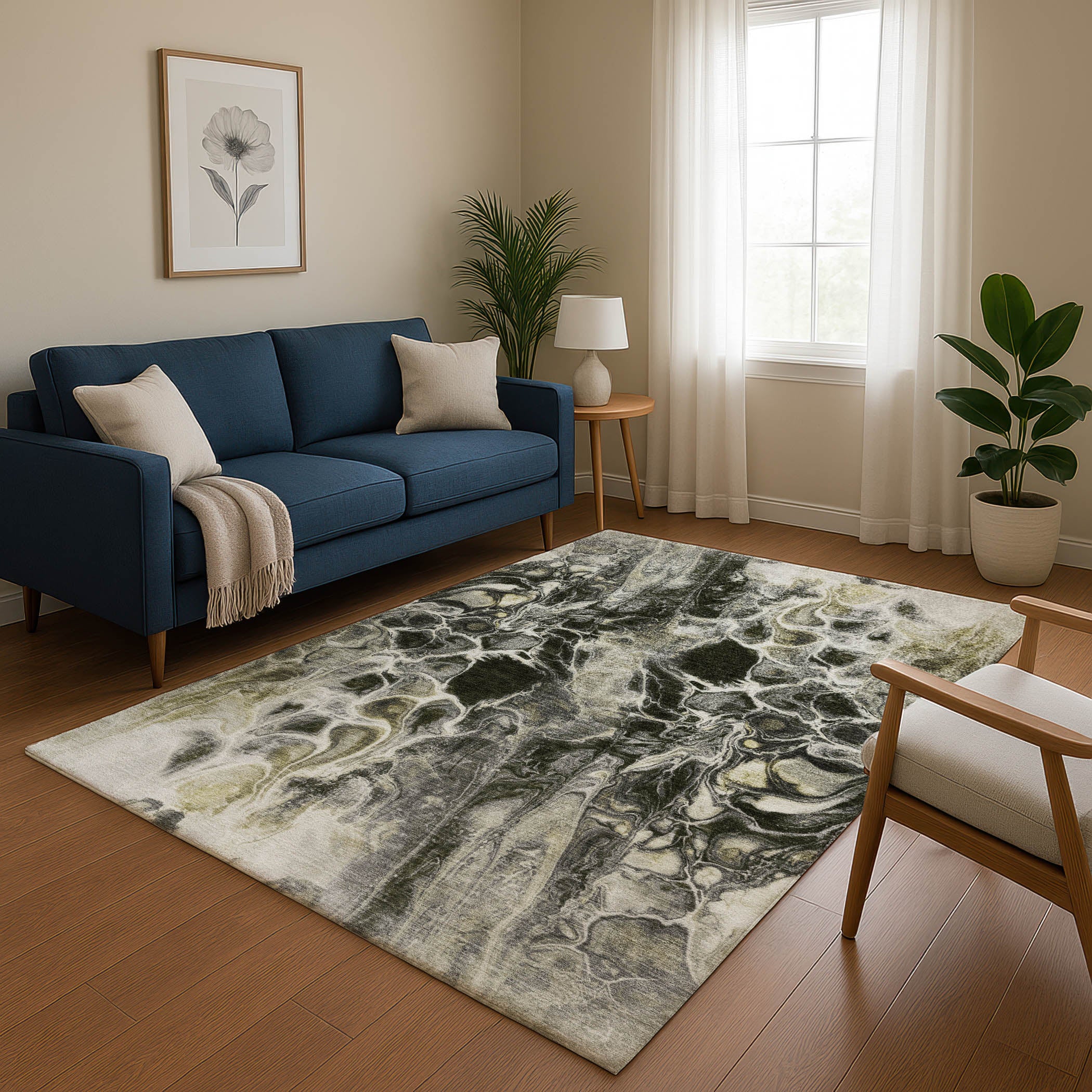 Bogota Machine Washable Transitional Pewter Gray Rug 2'6" x 3'10" #shape_Rectangle
