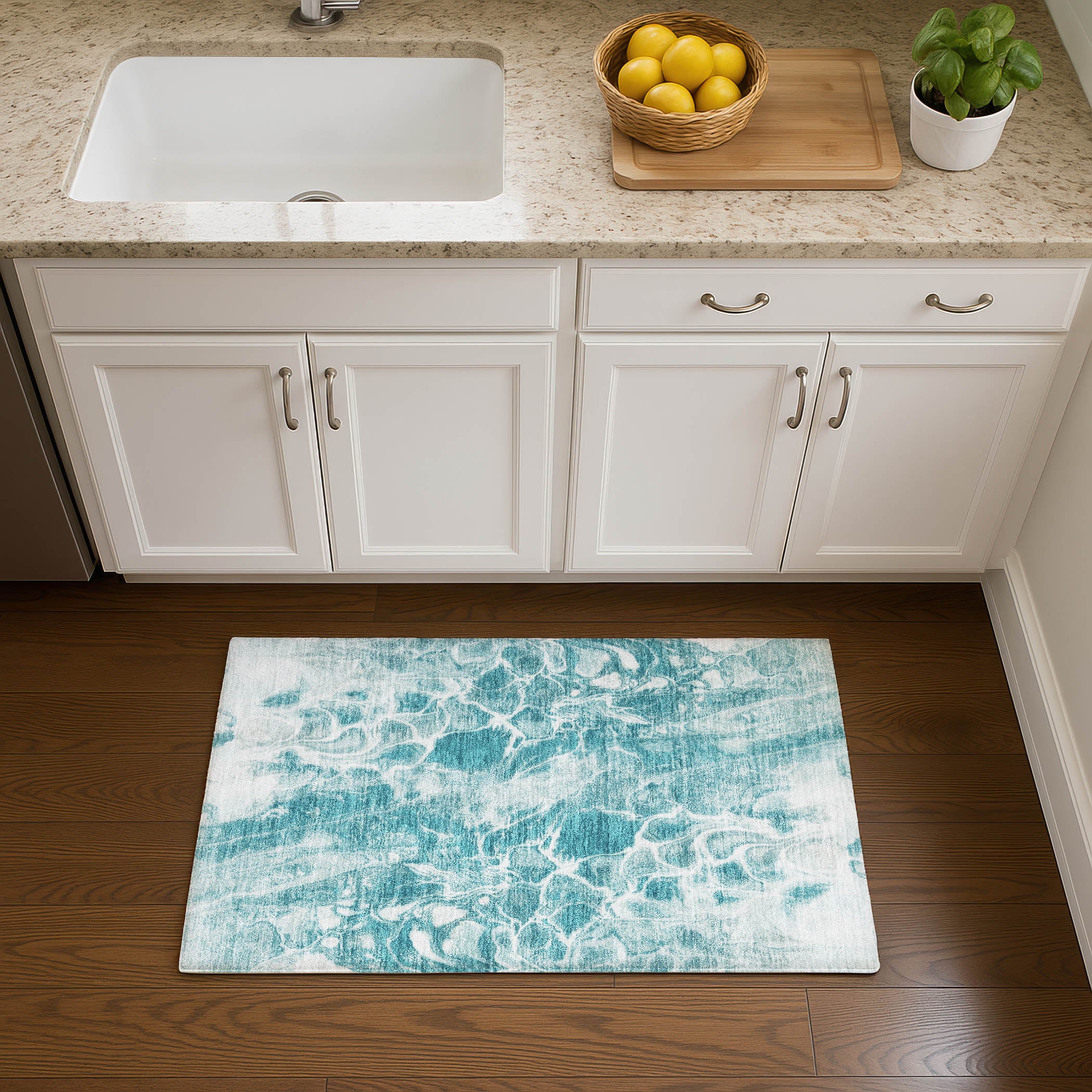 Bogota Machine Washable Transitional Teal Rug 1'8" x 2'6" #shape_Rectangle