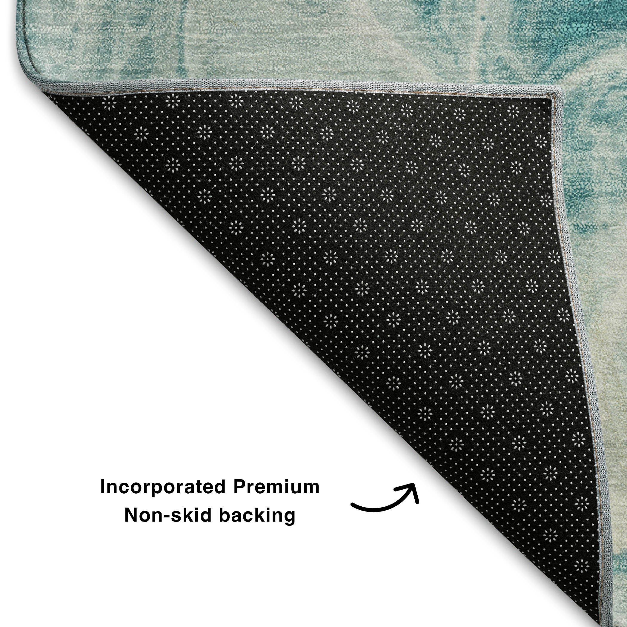 Bogota Machine Washable Transitional Teal Rug 1'8" x 2'6" #shape_Rectangle
