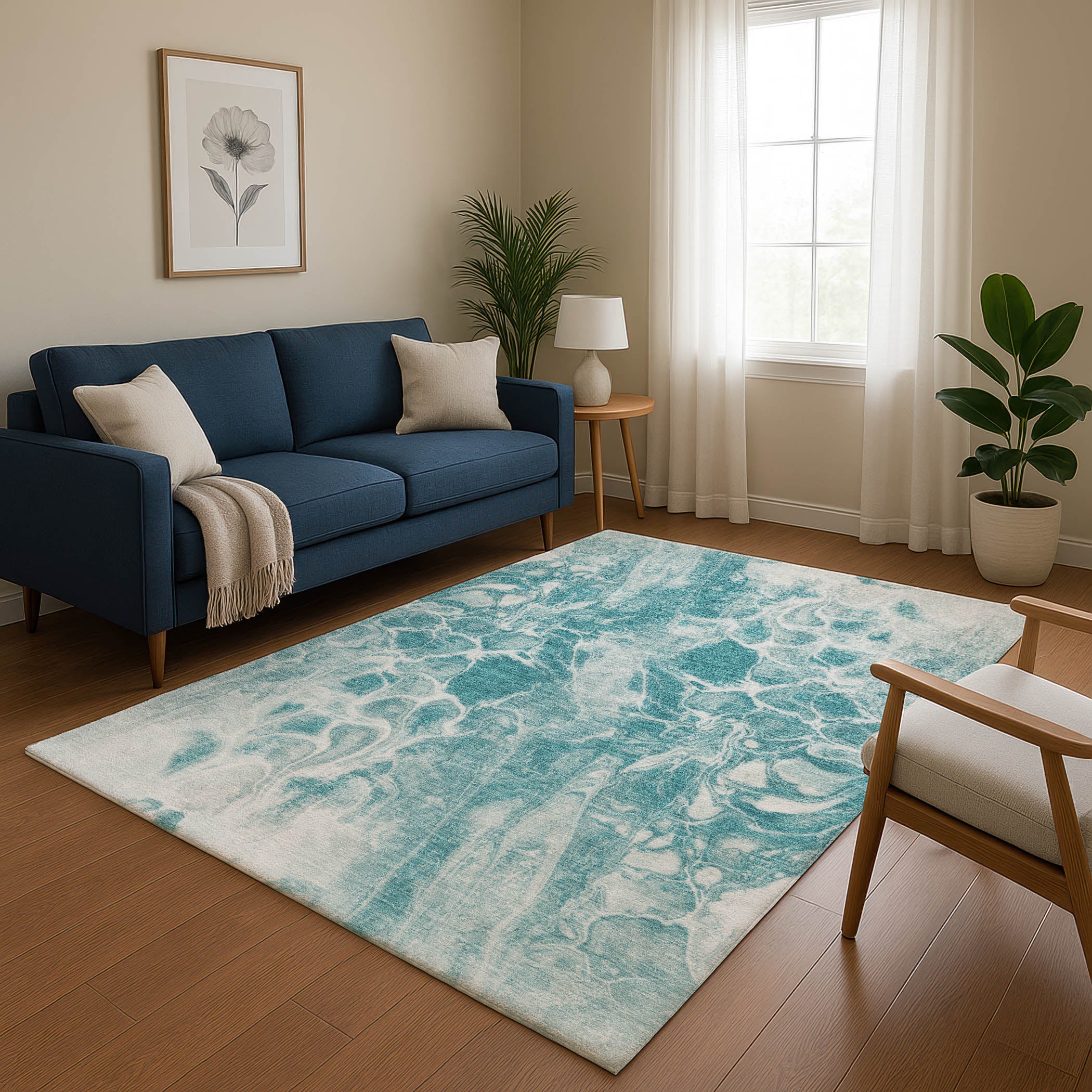 Bogota Machine Washable Transitional Teal Rug 2'6" x 3'10" #shape_Rectangle
