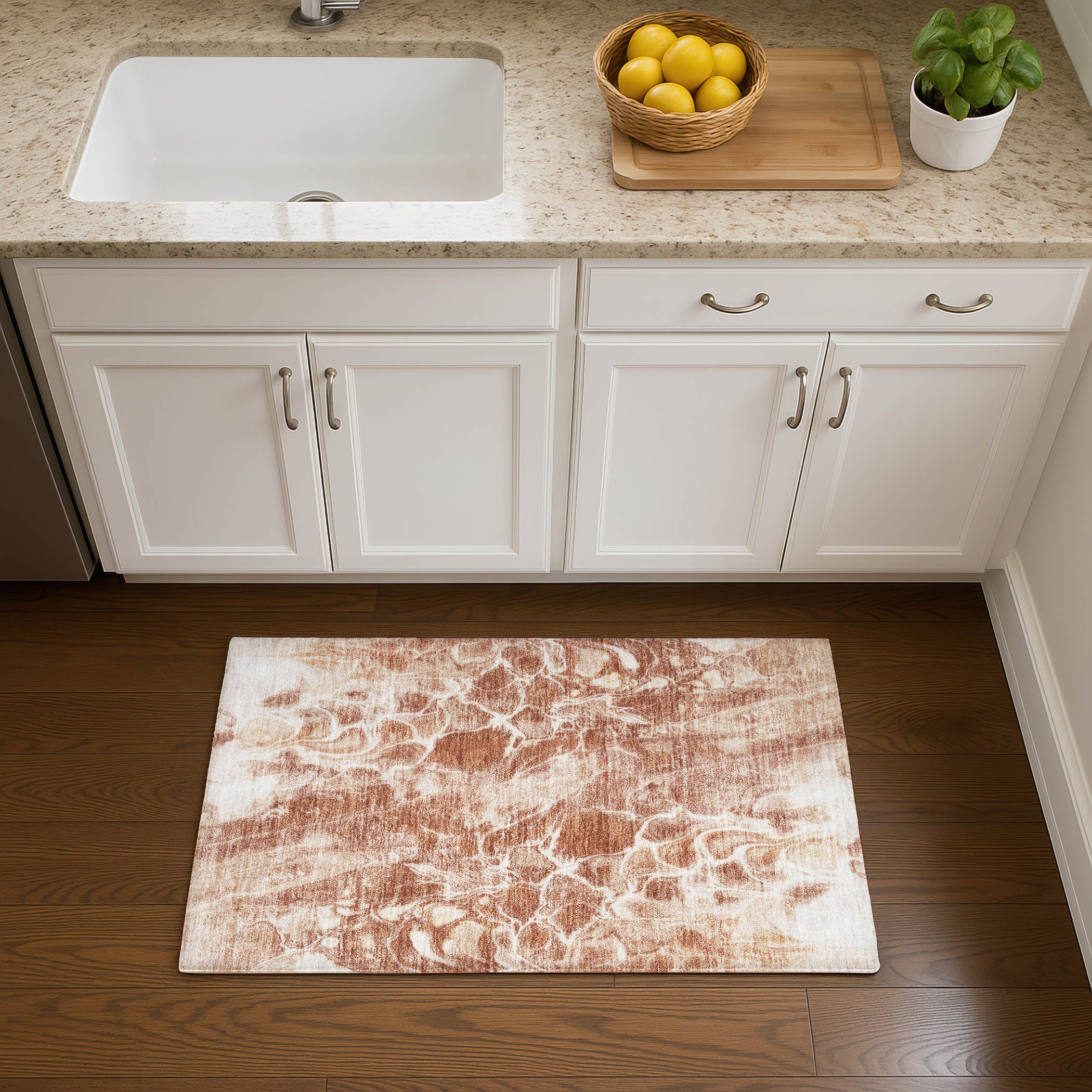 Bogota Machine Washable Transitional Terracotta Orange Rug 1'8" x 2'6" #shape_Rectangle