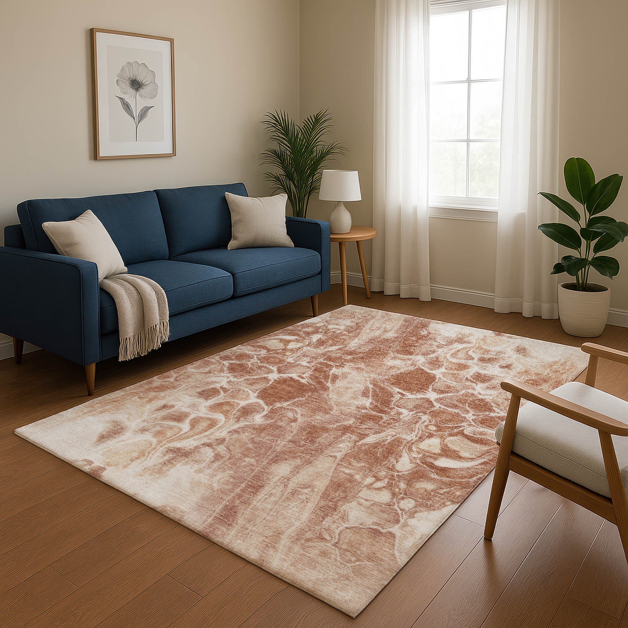 Bogota Machine Washable Transitional Terracotta Orange Rug 2'6" x 3'10" #shape_Rectangle