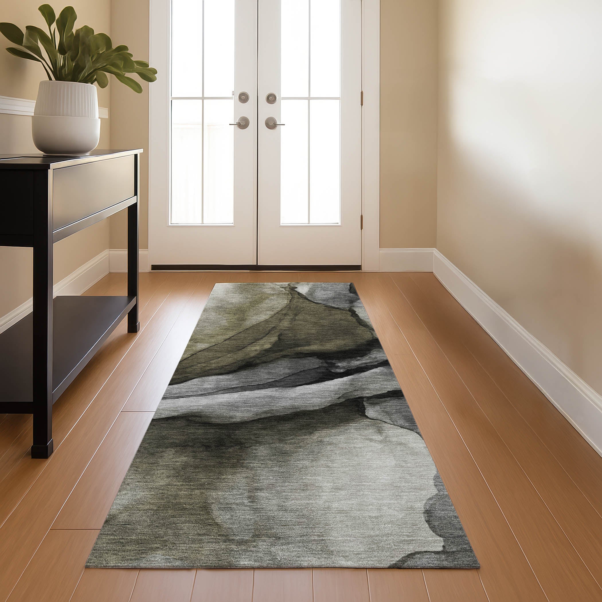 Tbilisi Machine Washable Transitional Gray Rug 2'3" x 7'6" #shape_Runner