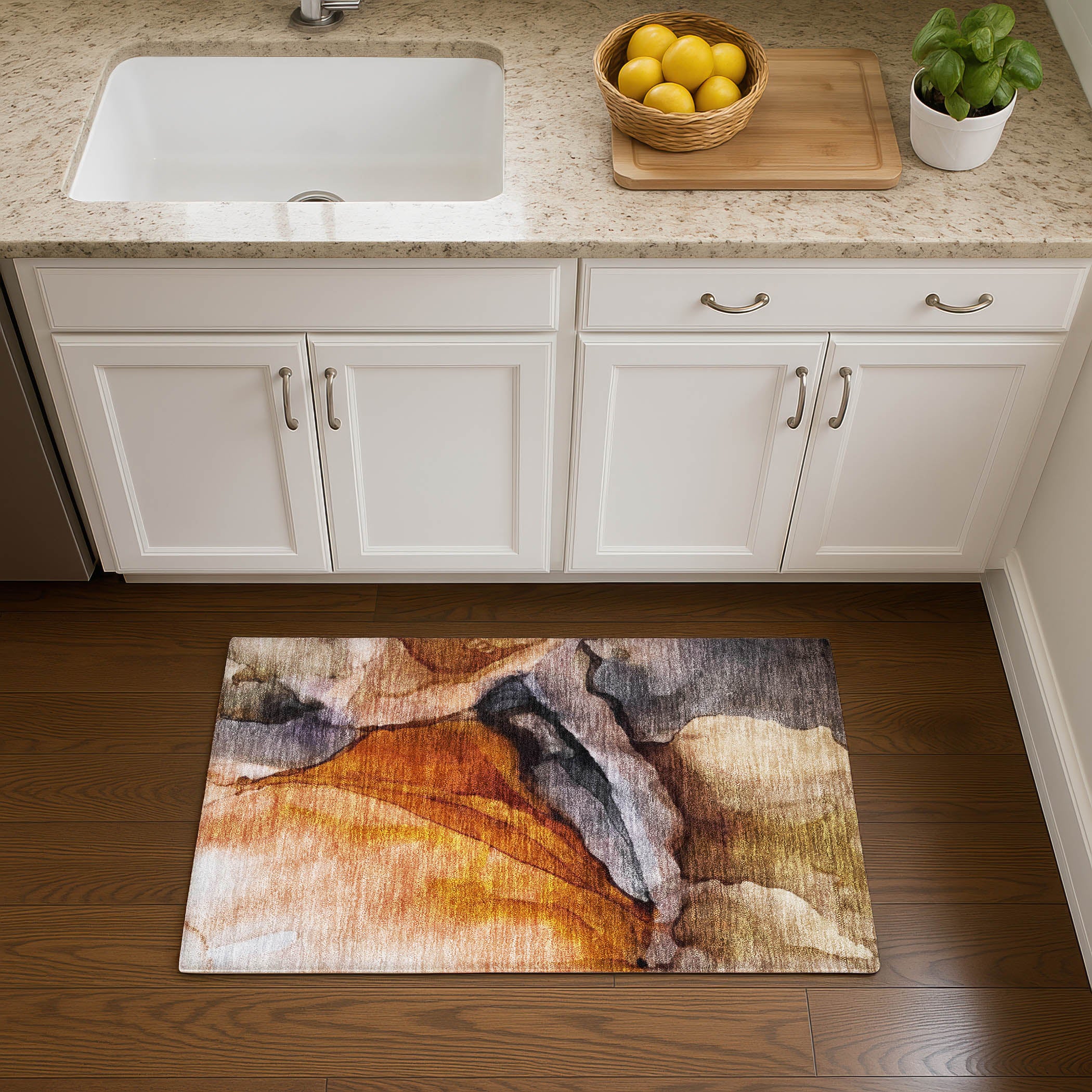 Tbilisi Machine Washable Transitional Paprika Orange Rug 1'8" x 2'6" #shape_Rectangle