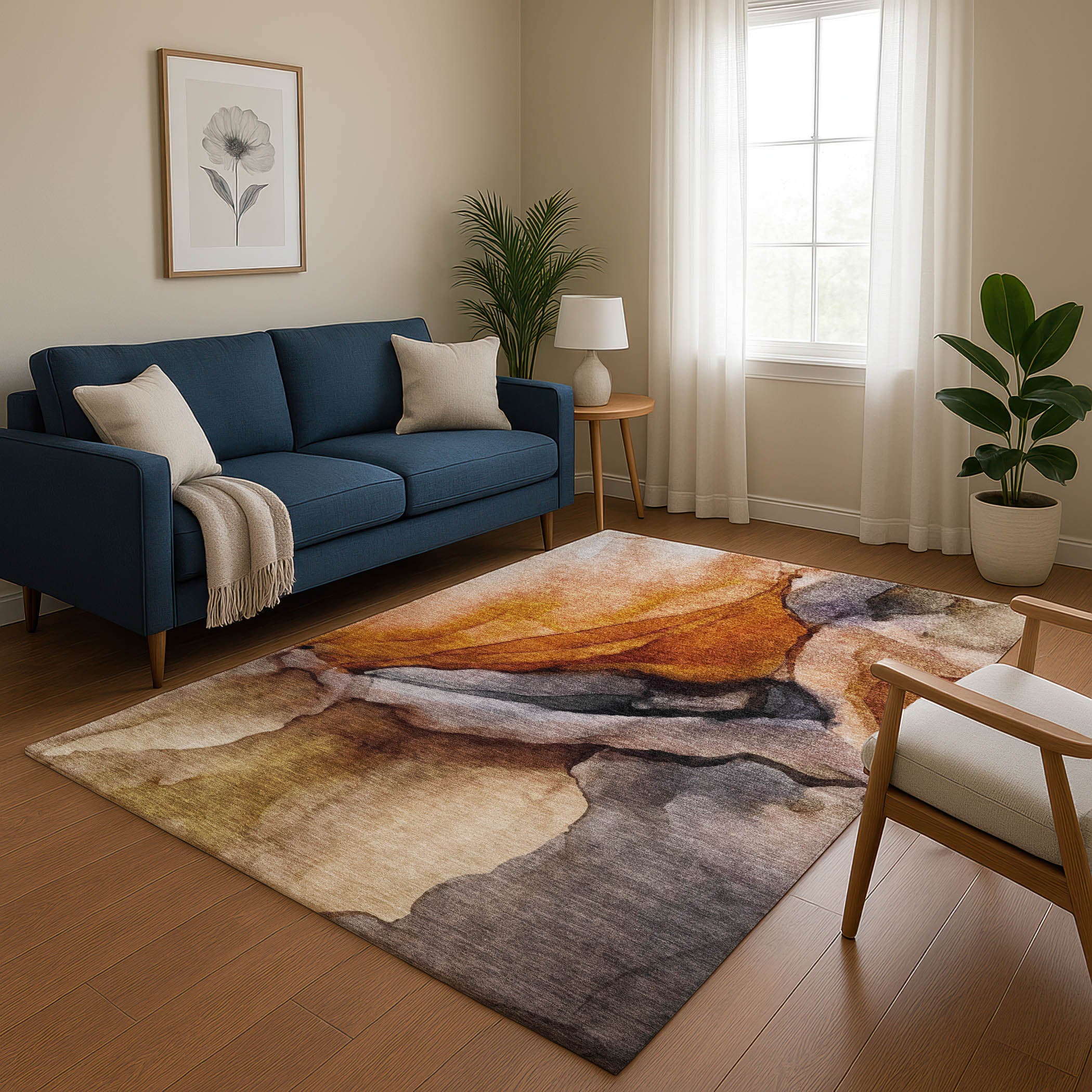 Tbilisi Machine Washable Transitional Paprika Orange Rug 2'6" x 3'10" #shape_Rectangle