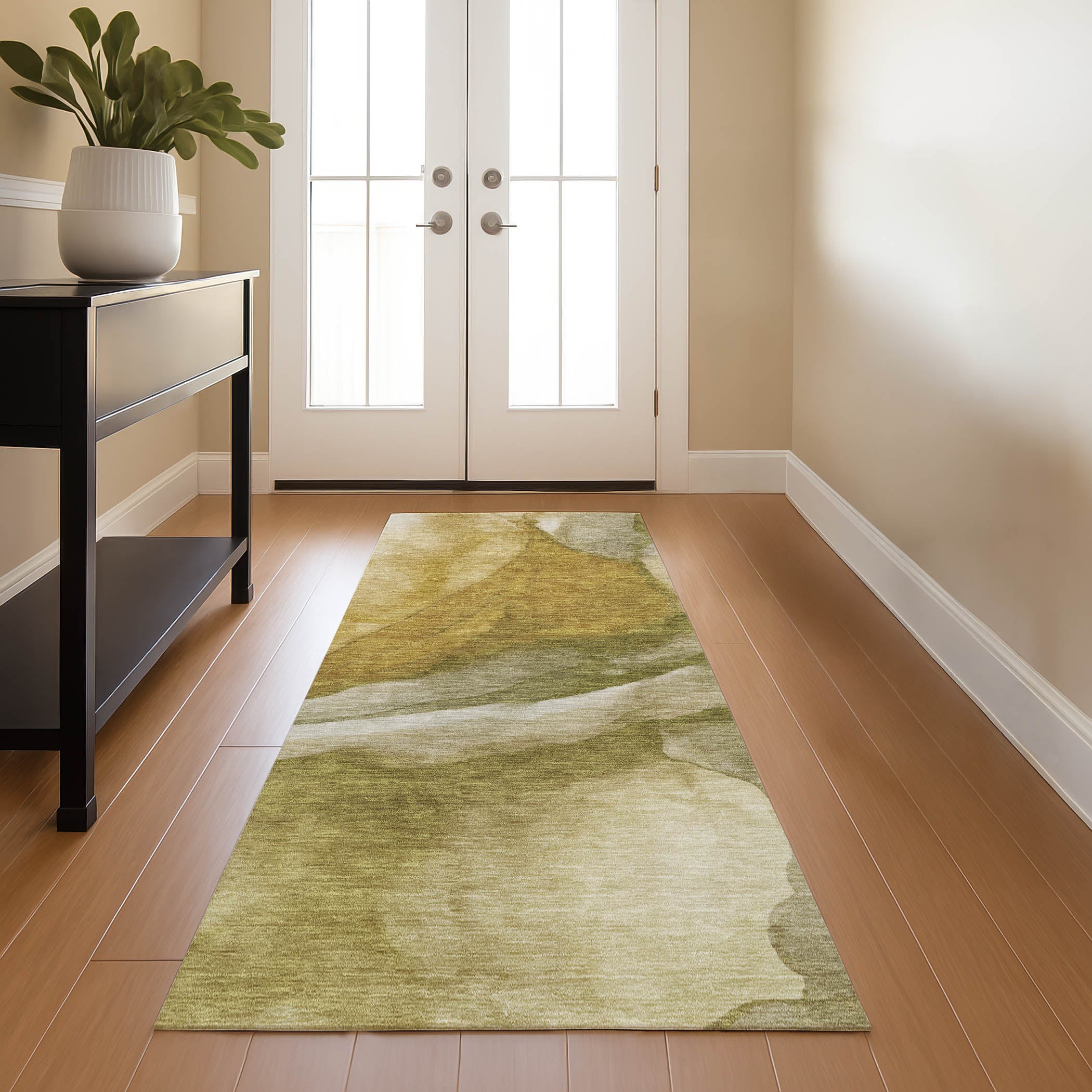 Tbilisi Machine Washable Transitional Wheat Gold Rug 2'3" x 7'6" #shape_Runner