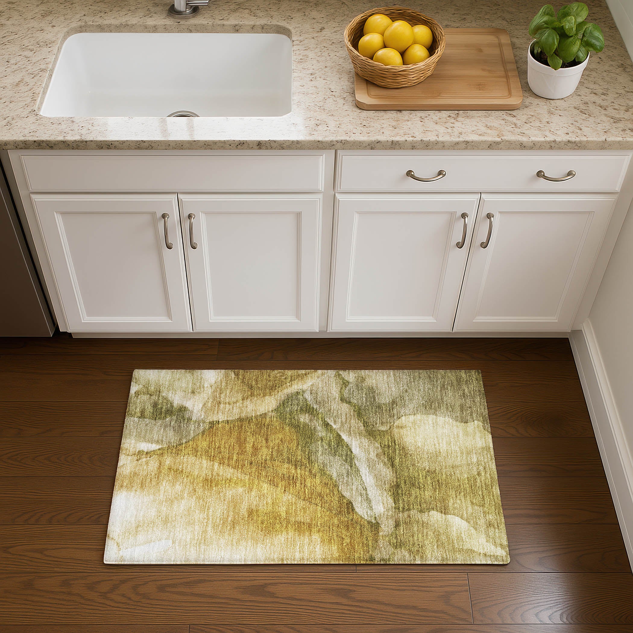 Tbilisi Machine Washable Transitional Wheat Gold Rug 1'8" x 2'6" #shape_Rectangle