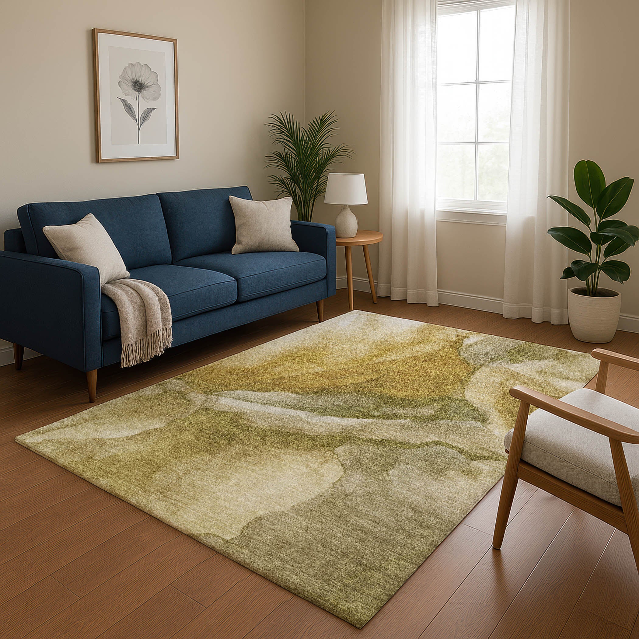 Tbilisi Machine Washable Transitional Wheat Gold Rug 2'6" x 3'10" #shape_Rectangle