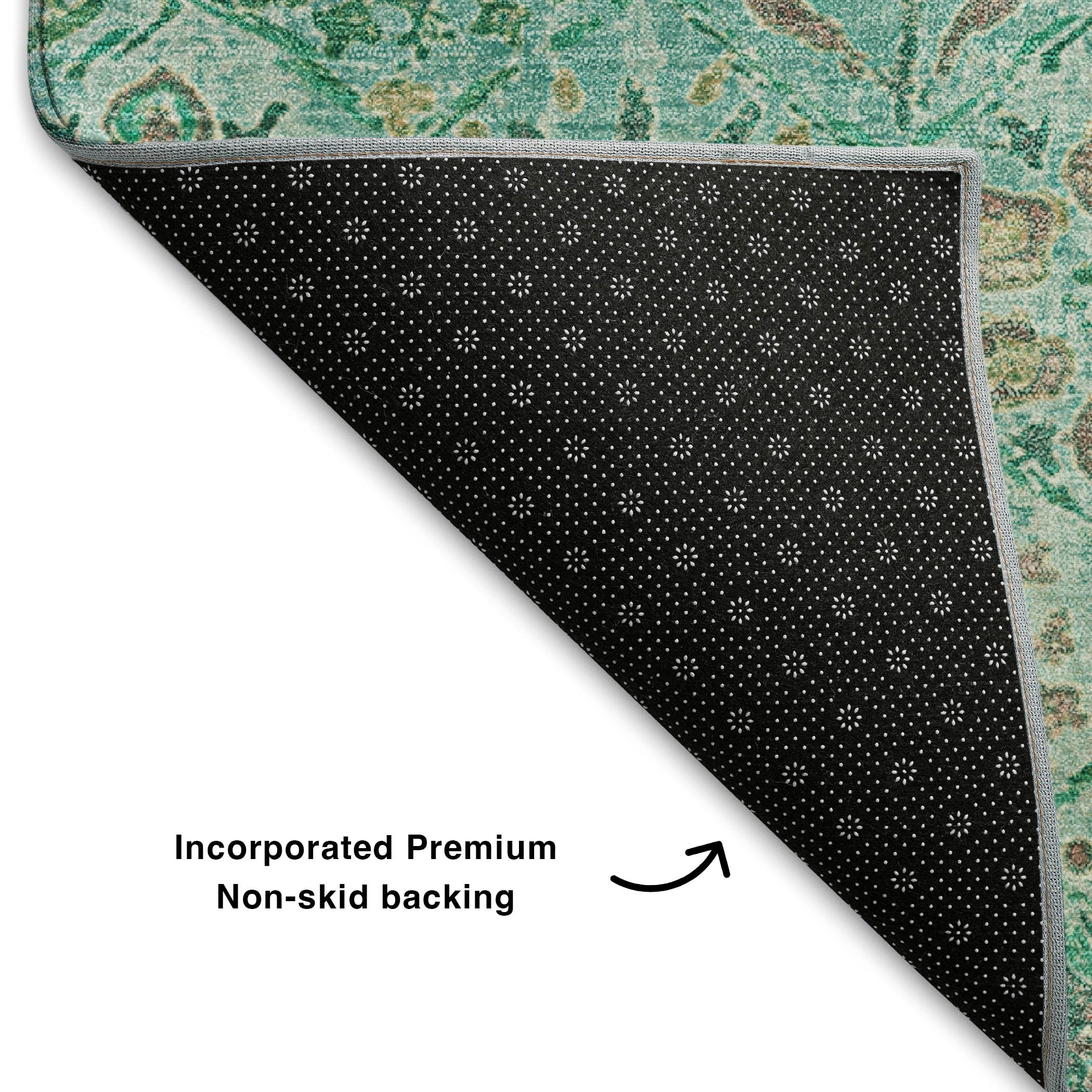 Split Machine Washable Transitional Aqua Teal Rug 1'8" x 2'6" #shape_Rectangle
