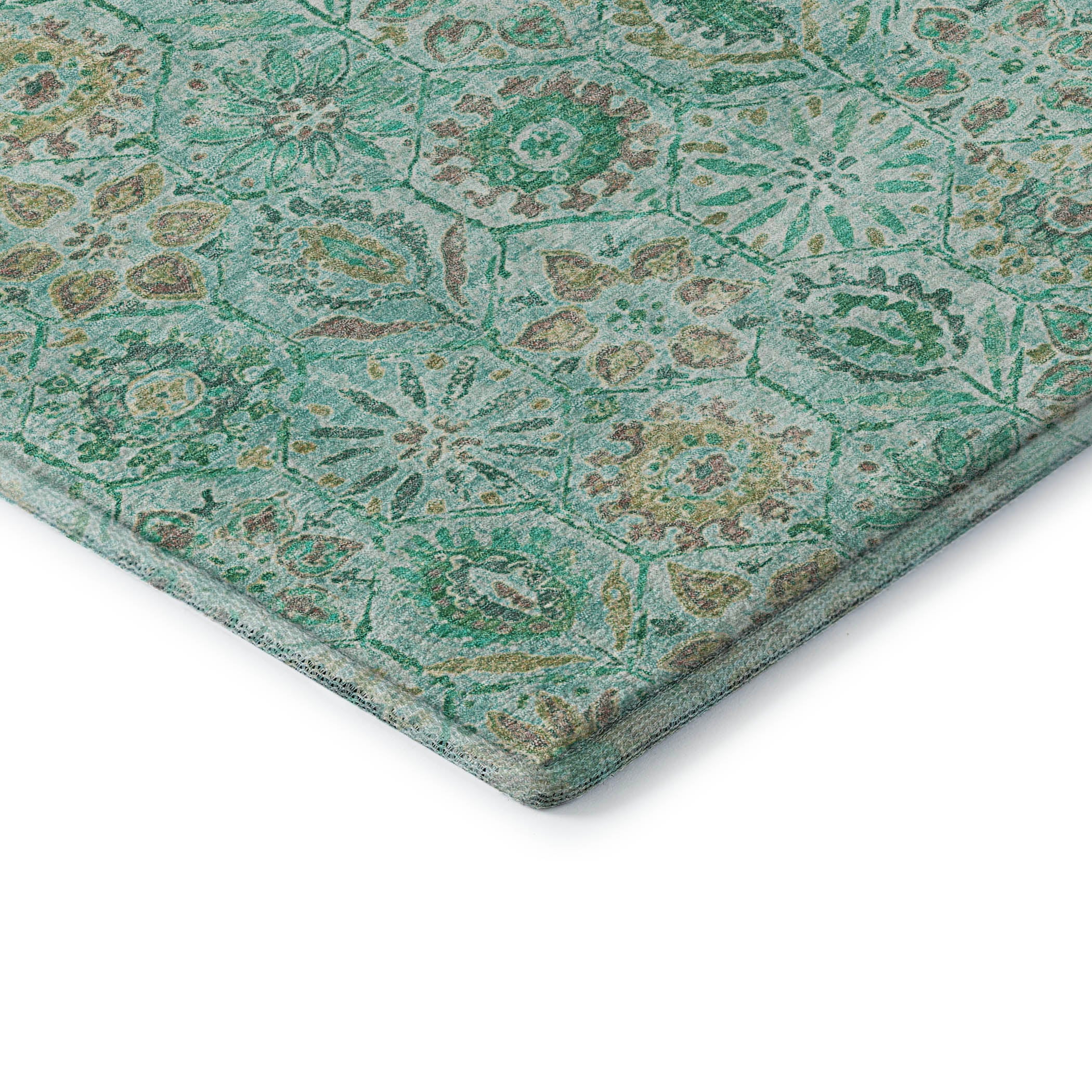 Split Machine Washable Transitional Aqua Teal Rug 1'8" x 2'6" #shape_Rectangle