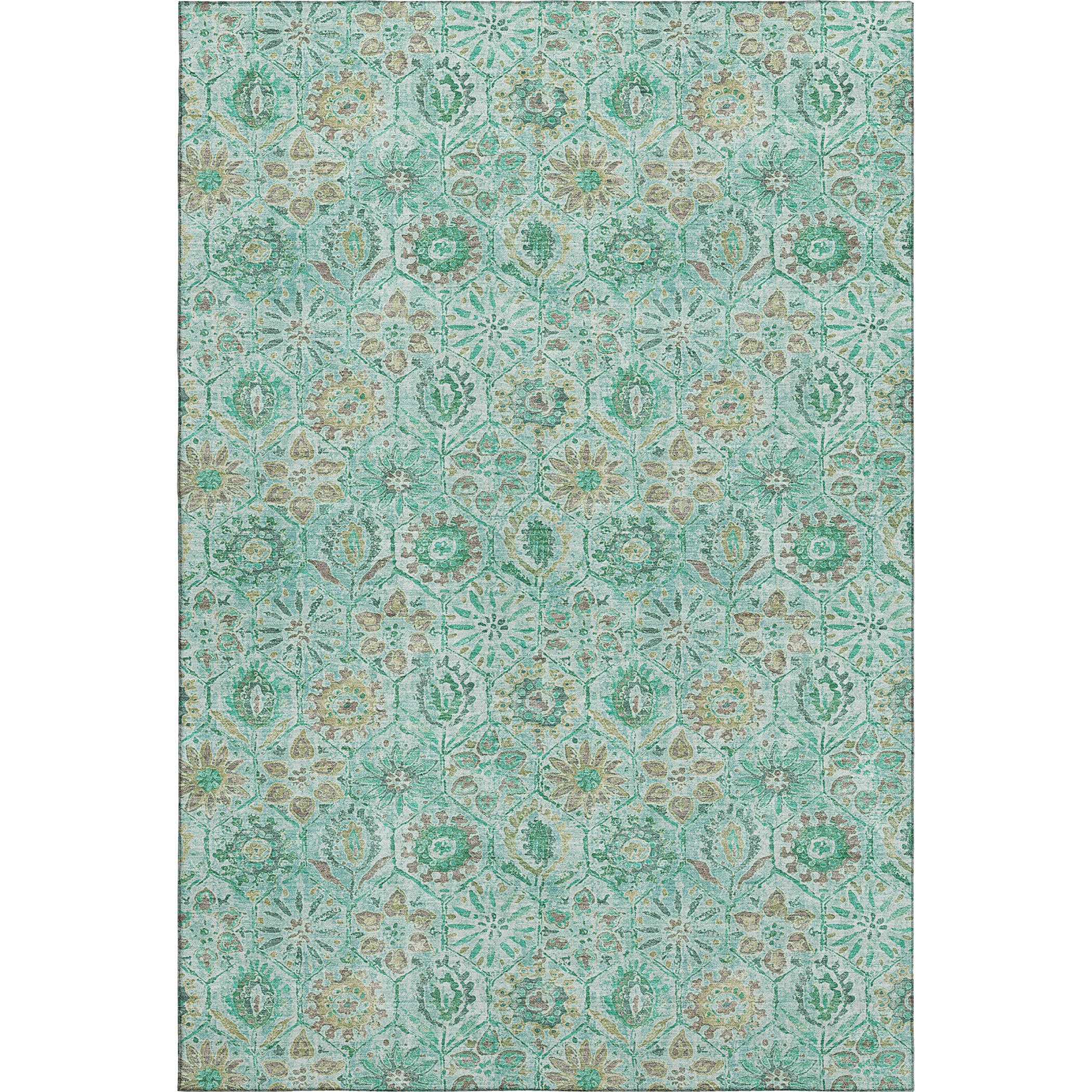 Split Machine Washable Transitional Aqua Teal Rug 2'6" x 3'10" #shape_Rectangle