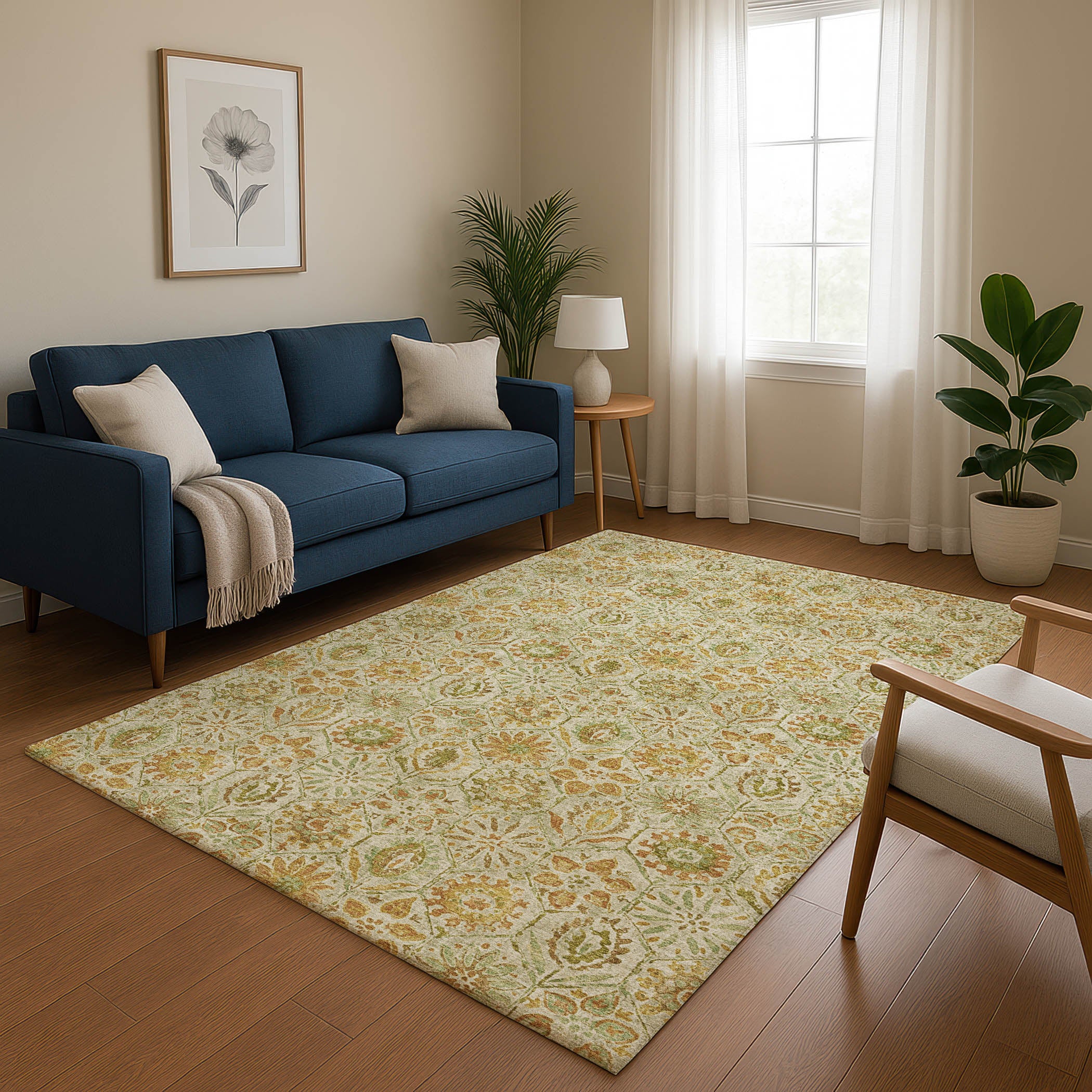 Split Machine Washable Transitional Beige Brown Rug 2'6" x 3'10" #shape_Rectangle