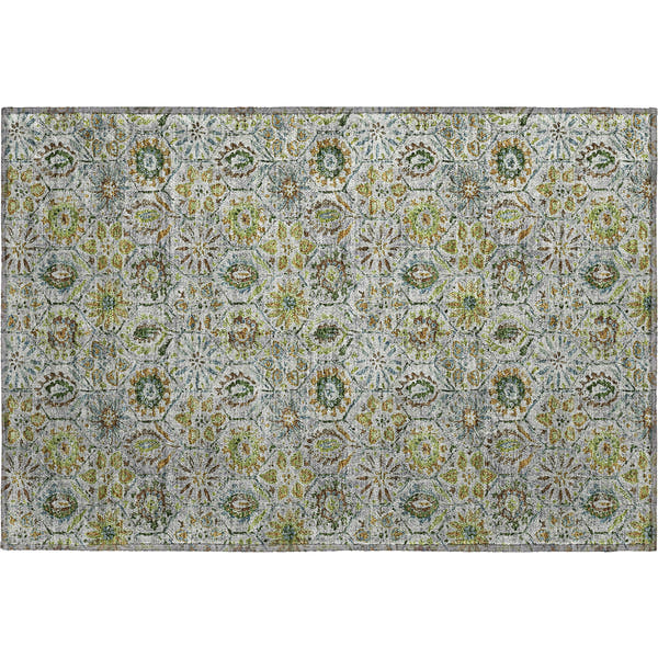 Split Machine Washable Transitional Green Rug 1'8" x 2'6"