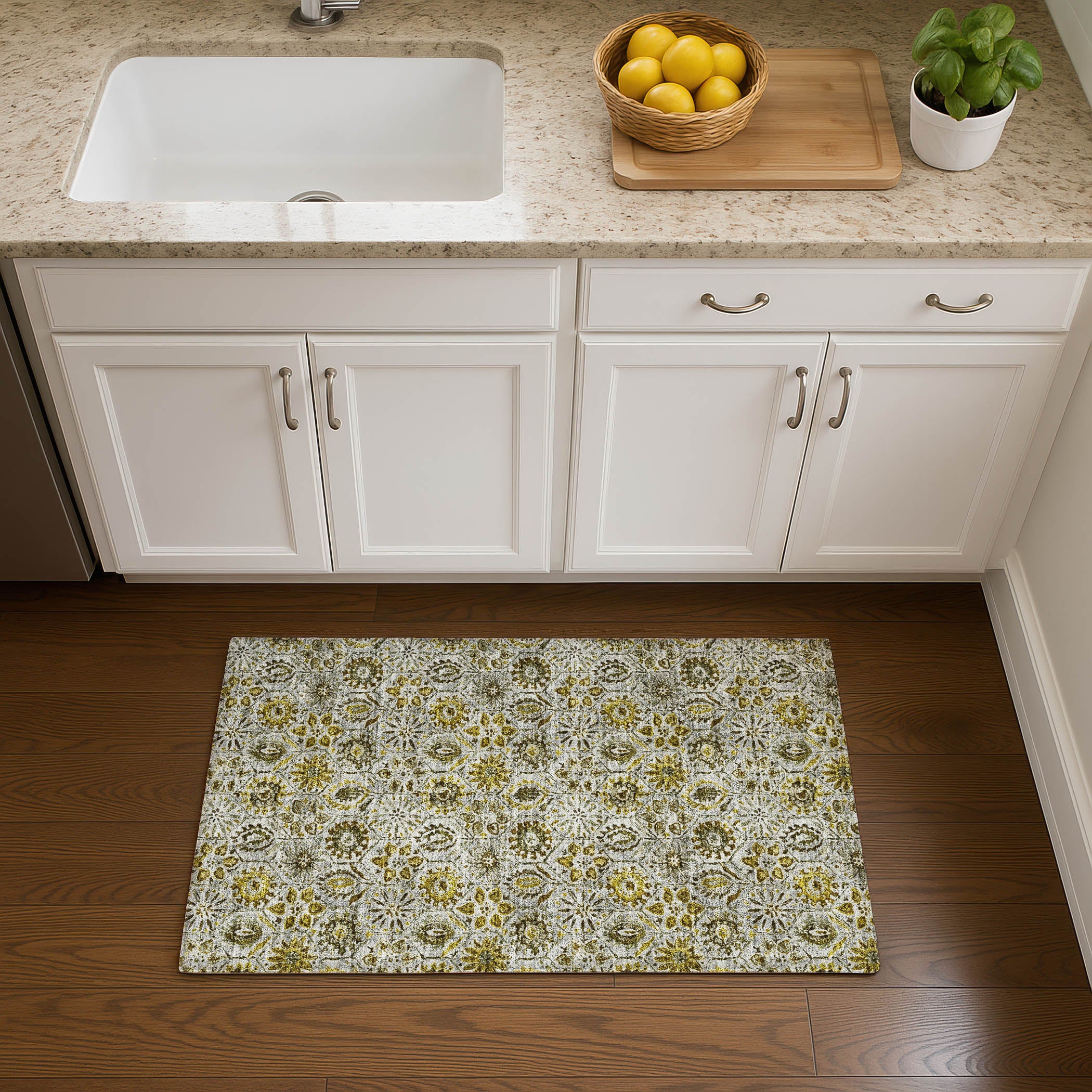Split Machine Washable Transitional Pewter Gray Rug 1'8" x 2'6" #shape_Rectangle