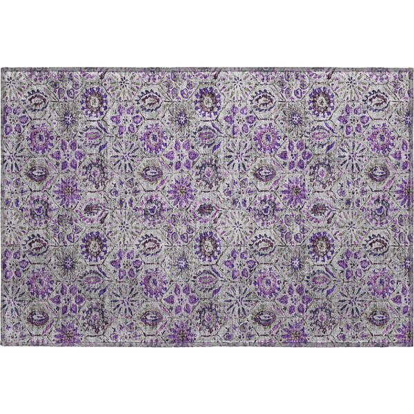 Split Machine Washable Transitional Purple Rug 1'8" x 2'6"