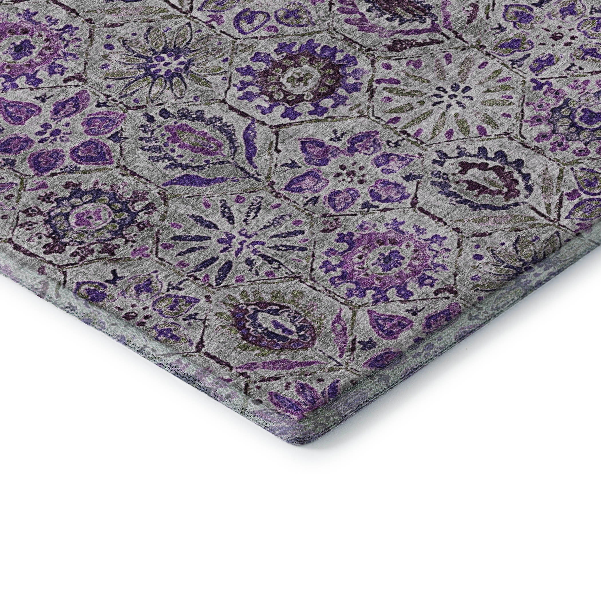 Split Machine Washable Transitional Purple Rug 1'8" x 2'6" #shape_Rectangle