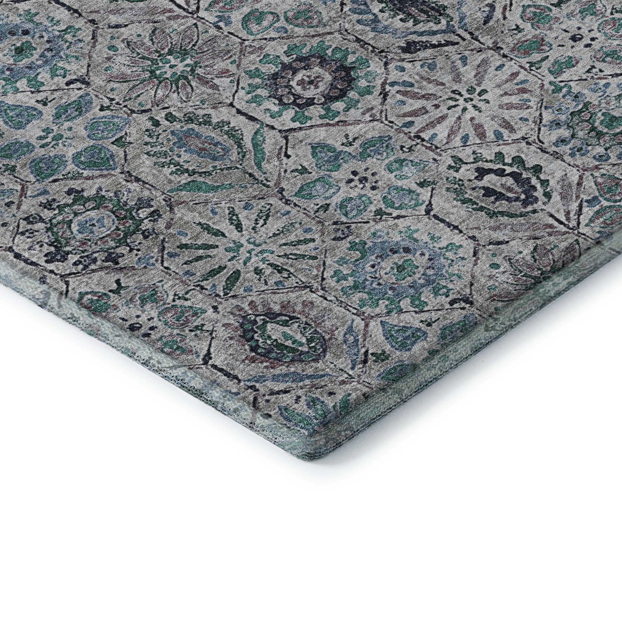 Split Machine Washable Transitional Teal Rug 1'8" x 2'6" #shape_Rectangle