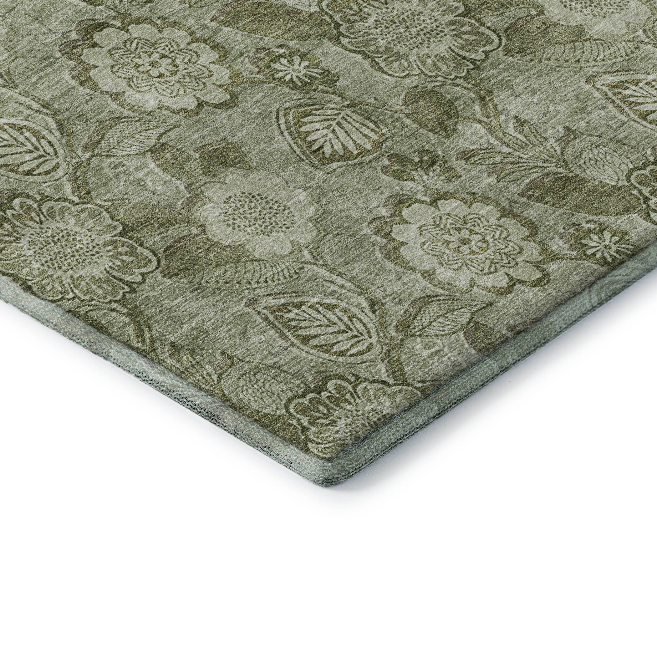 Mdina Machine Washable Transitional Aloe Green Rug 1'8" x 2'6" #shape_Rectangle