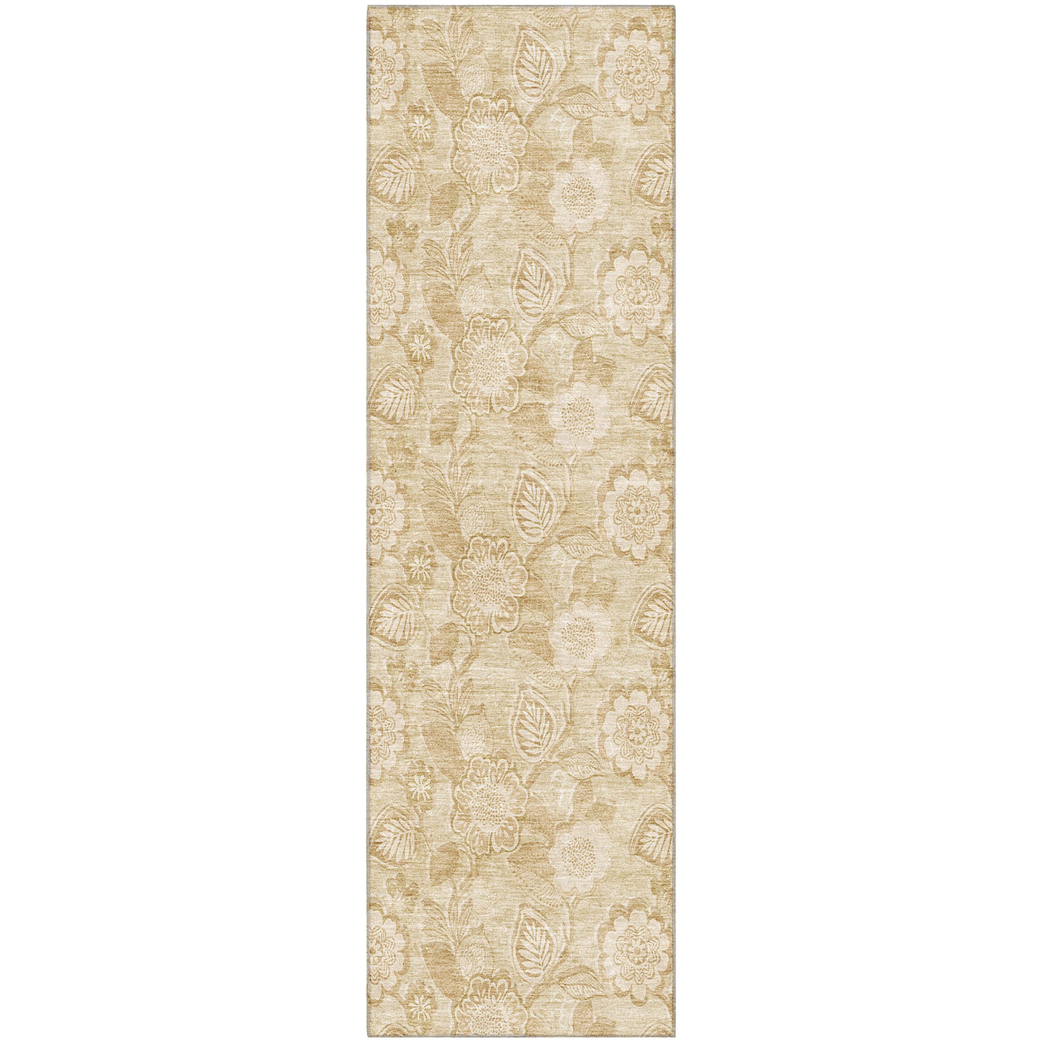 Mdina Machine Washable Transitional Beige Brown Rug 2'3" x 7'6" #shape_Runner