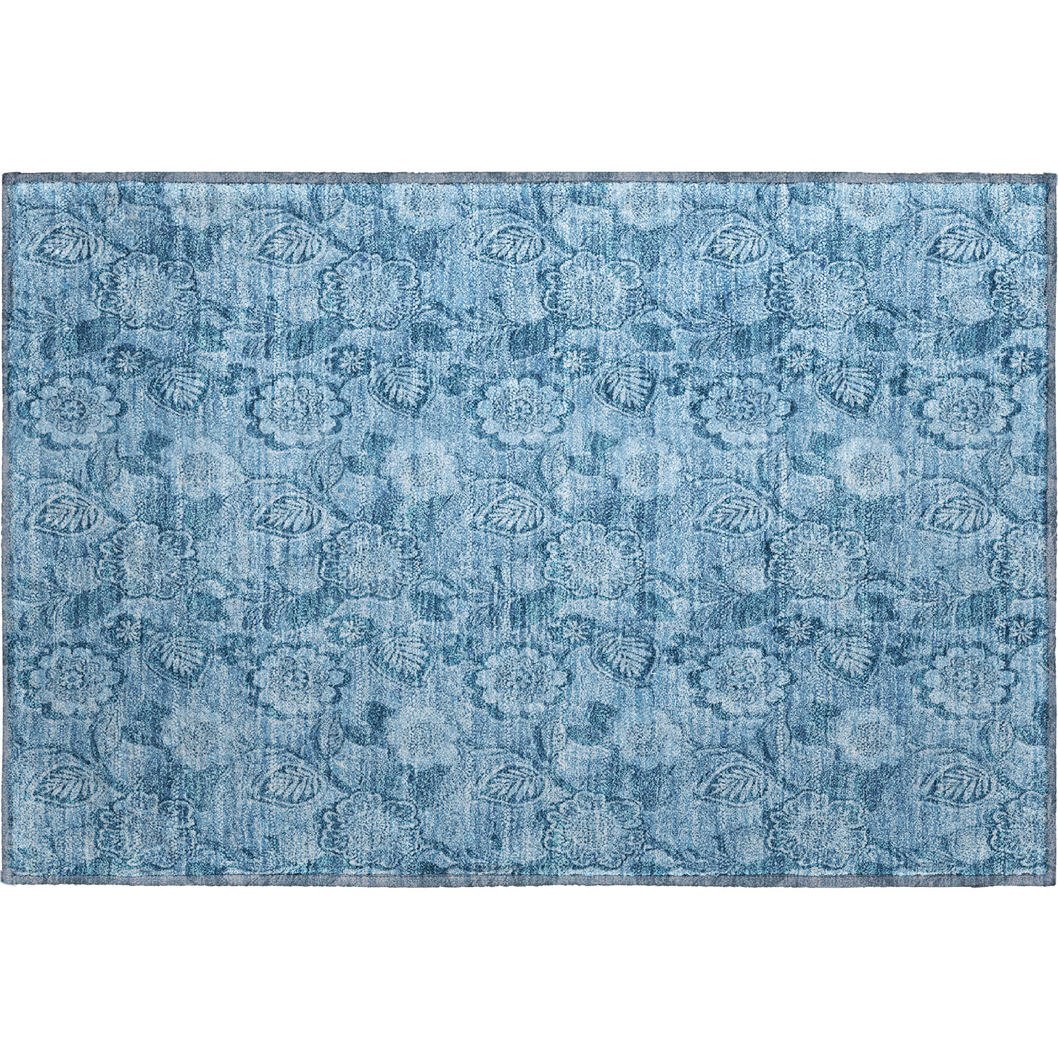 Mdina Machine Washable Transitional Blue Rug 1'8" x 2'6" #shape_Rectangle