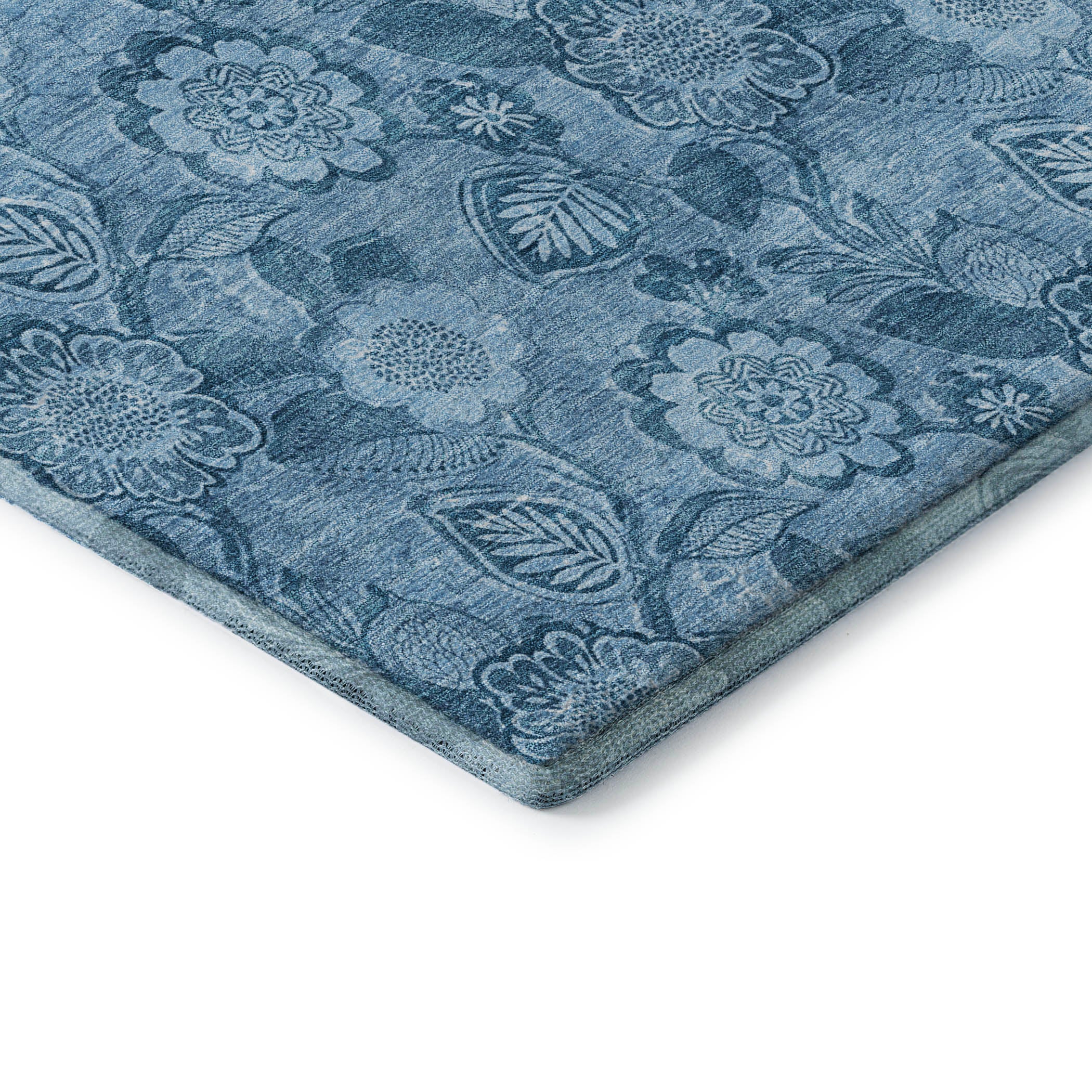Mdina Machine Washable Transitional Blue Rug 1'8" x 2'6" #shape_Rectangle