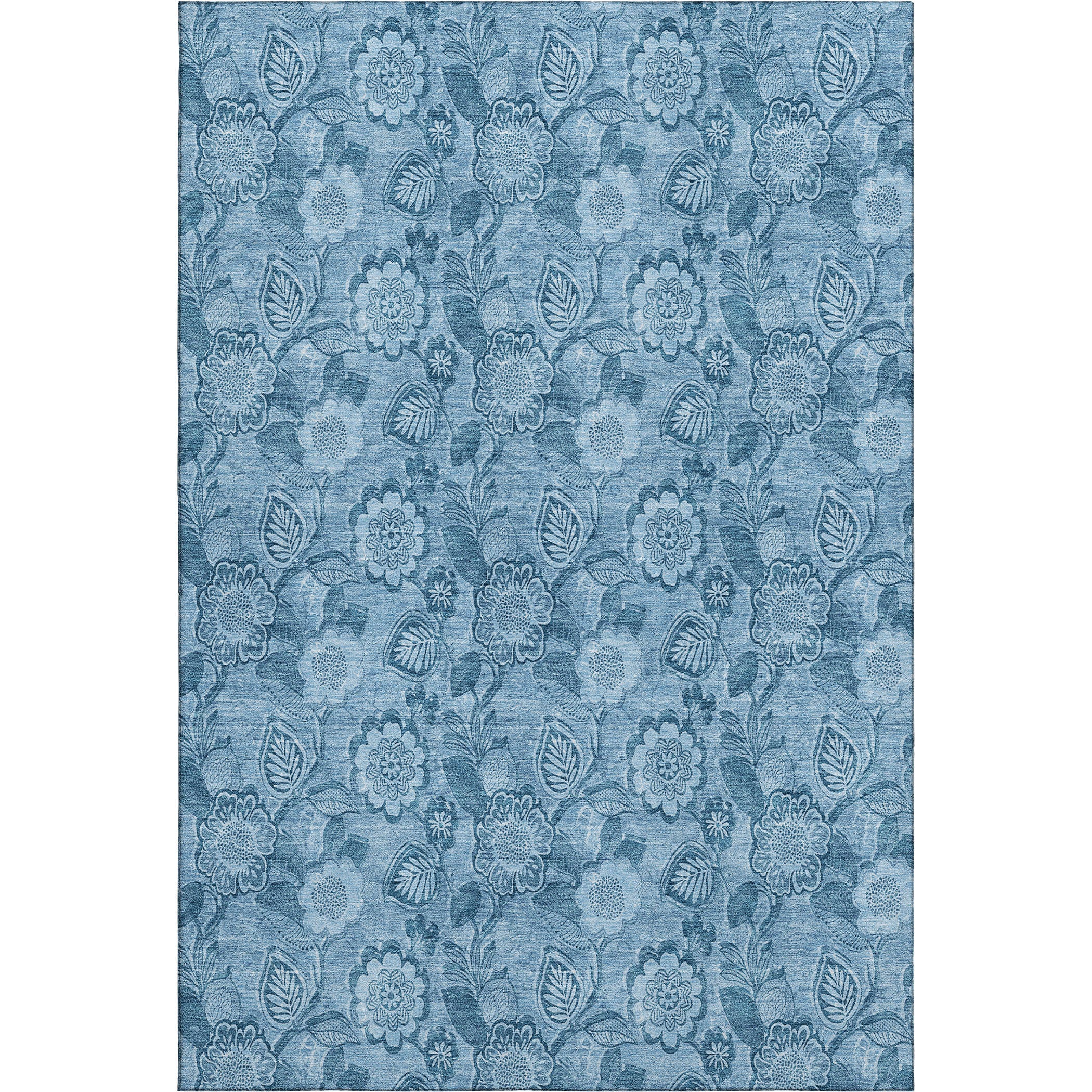 Mdina Machine Washable Transitional Blue Rug 2'6" x 3'10" #shape_Rectangle