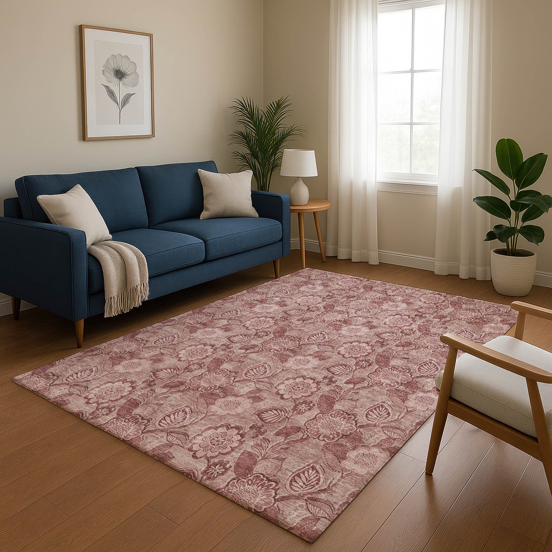 Mdina Machine Washable Transitional Blush Pink Rug 2'6" x 3'10" #shape_Rectangle