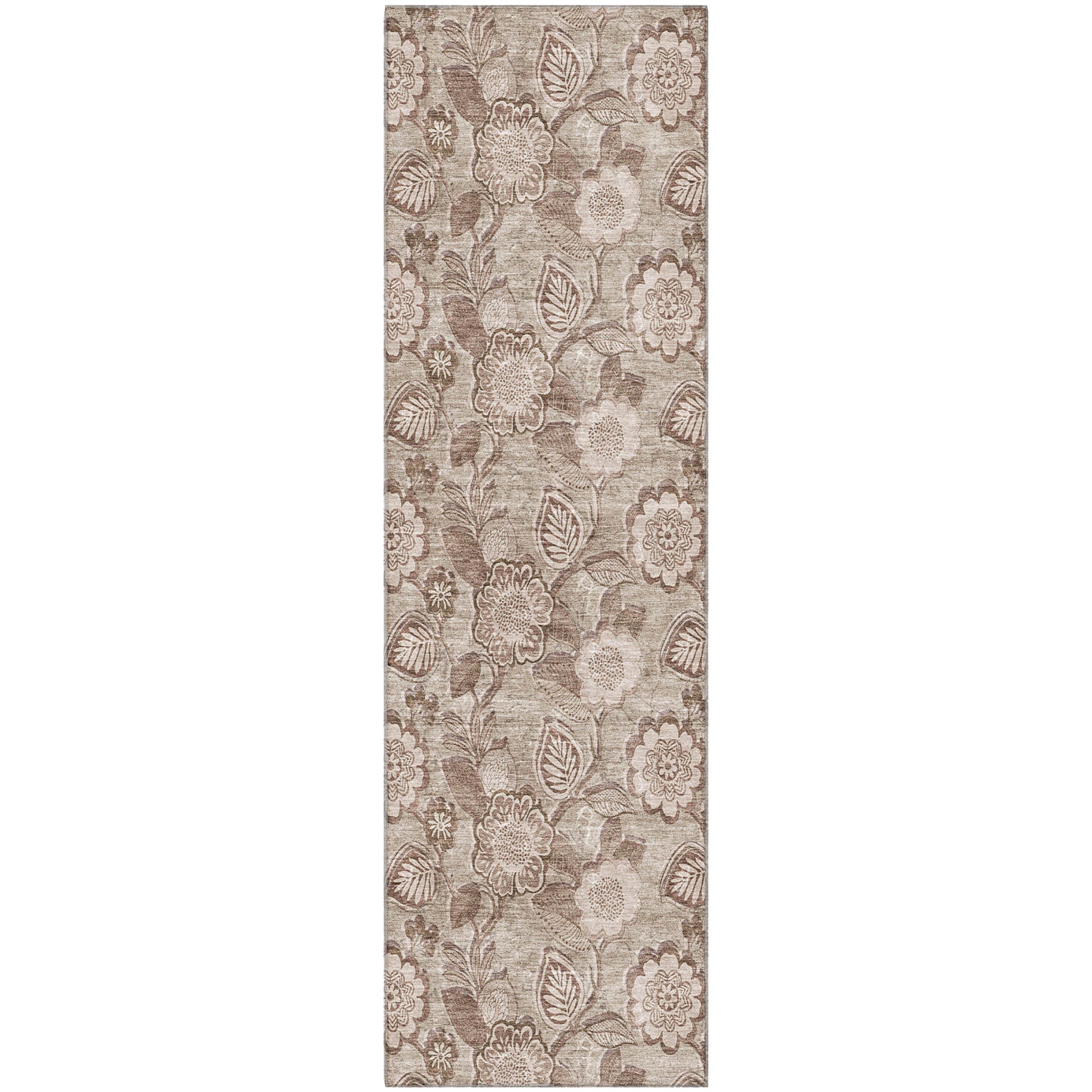 Mdina Machine Washable Transitional Brown Rug 2'3" x 7'6" #shape_Runner