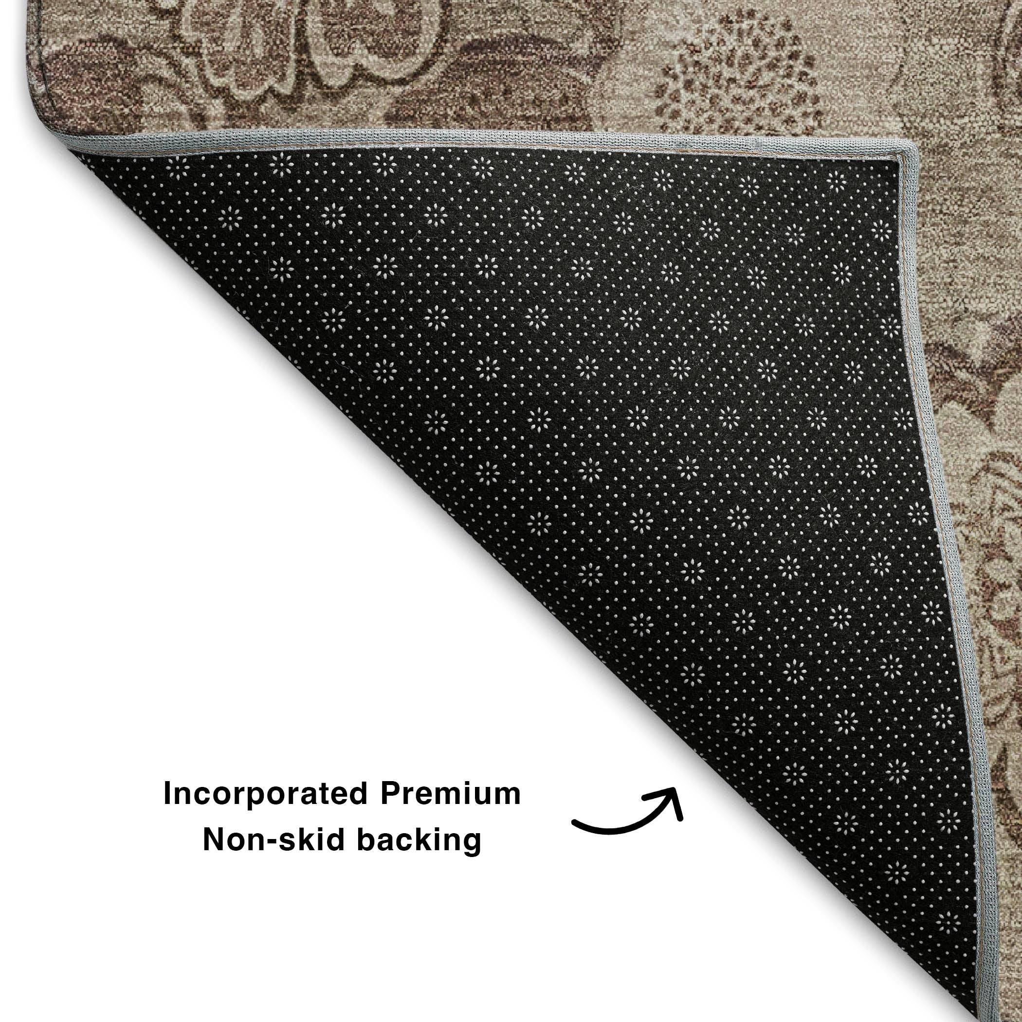Mdina Machine Washable Transitional Brown Rug 1'8" x 2'6" #shape_Rectangle