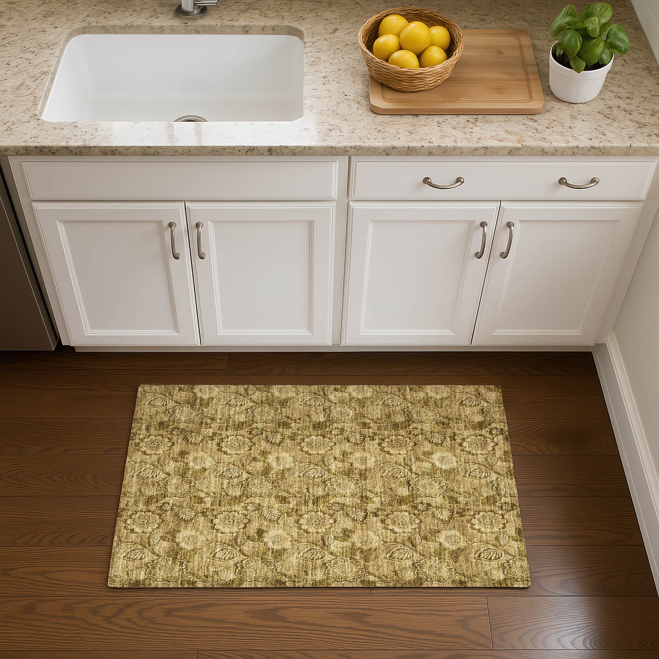 Mdina Machine Washable Transitional Mocha Brown Rug 1'8" x 2'6" #shape_Rectangle