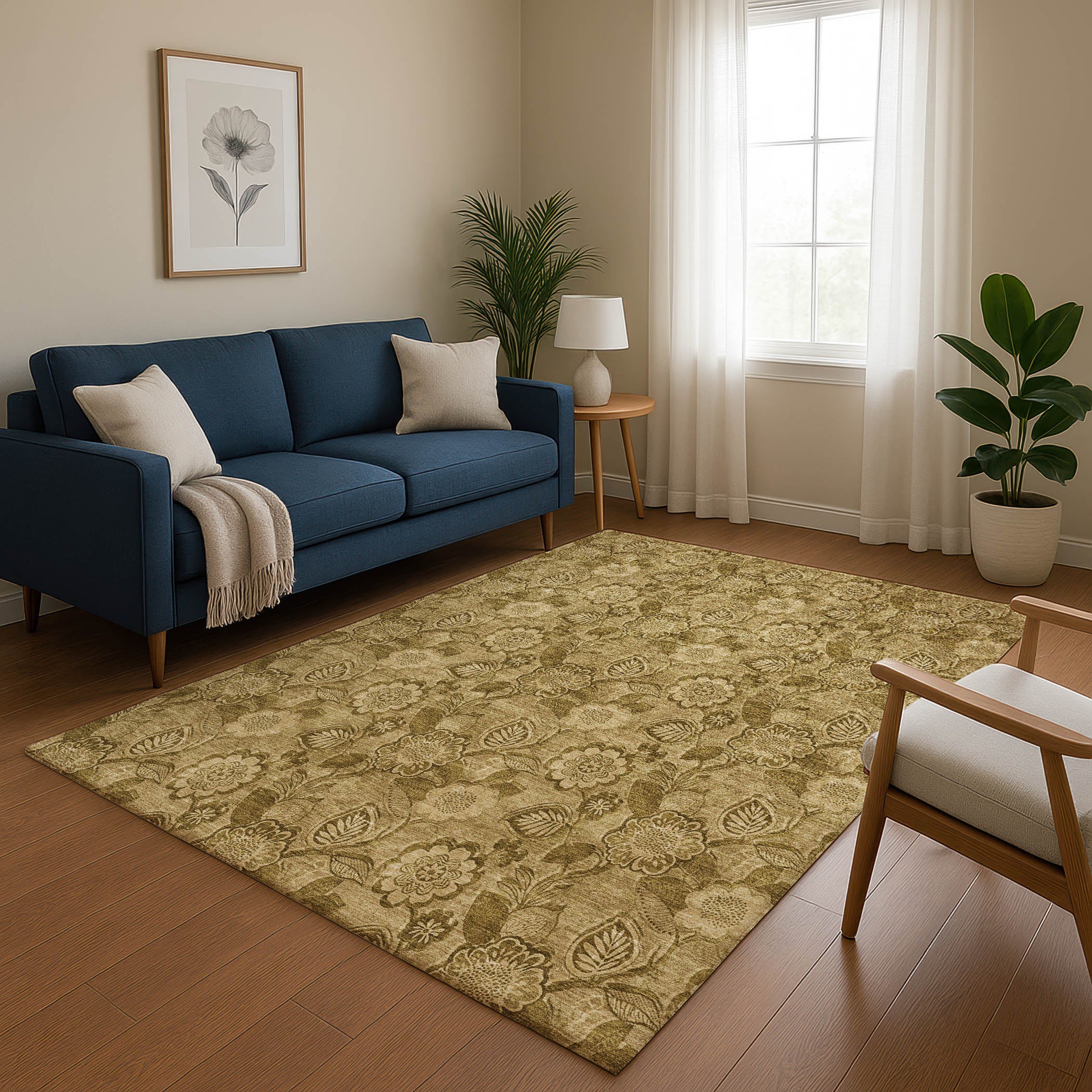Mdina Machine Washable Transitional Mocha Brown Rug 2'6" x 3'10" #shape_Rectangle