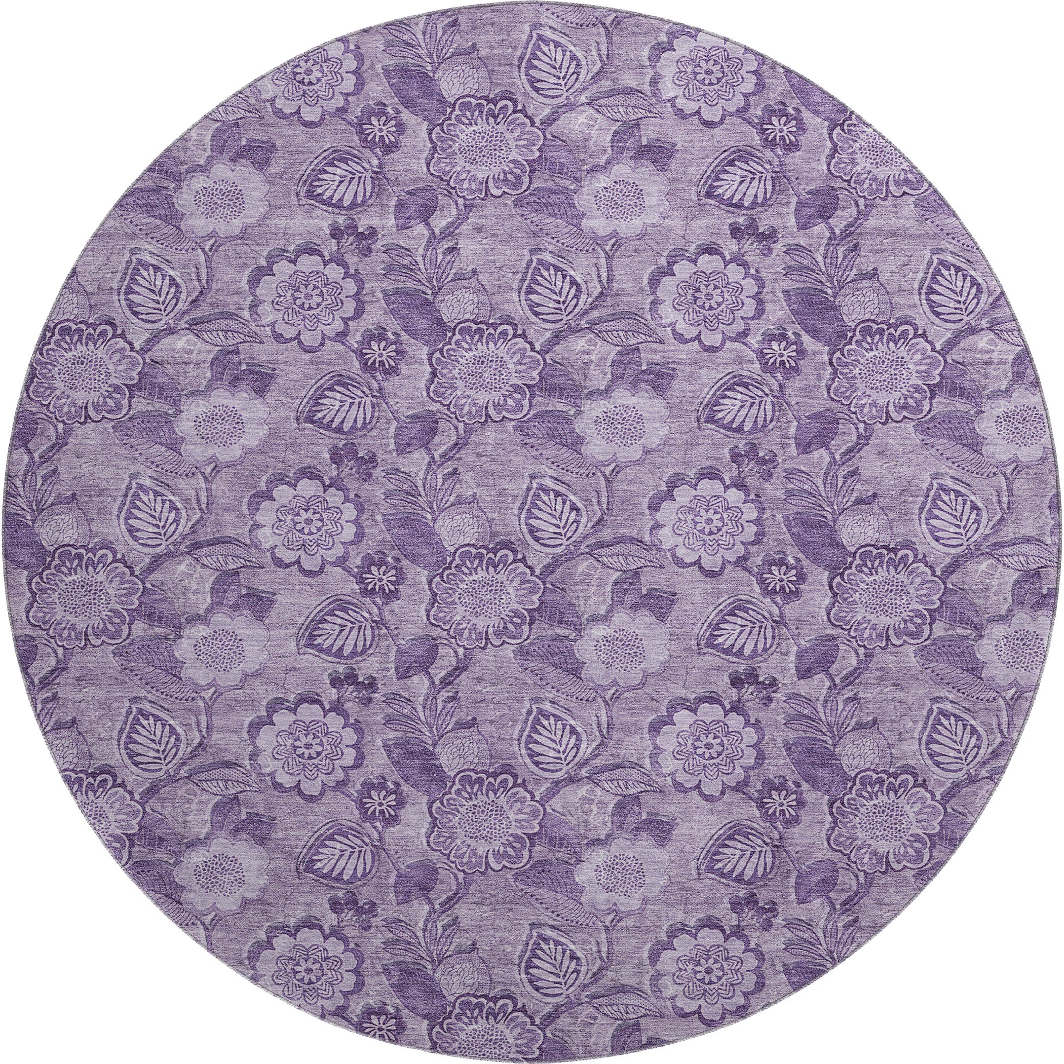 Mdina Machine Washable Transitional Plum Purple Rug 8' x 8' #shape_Round