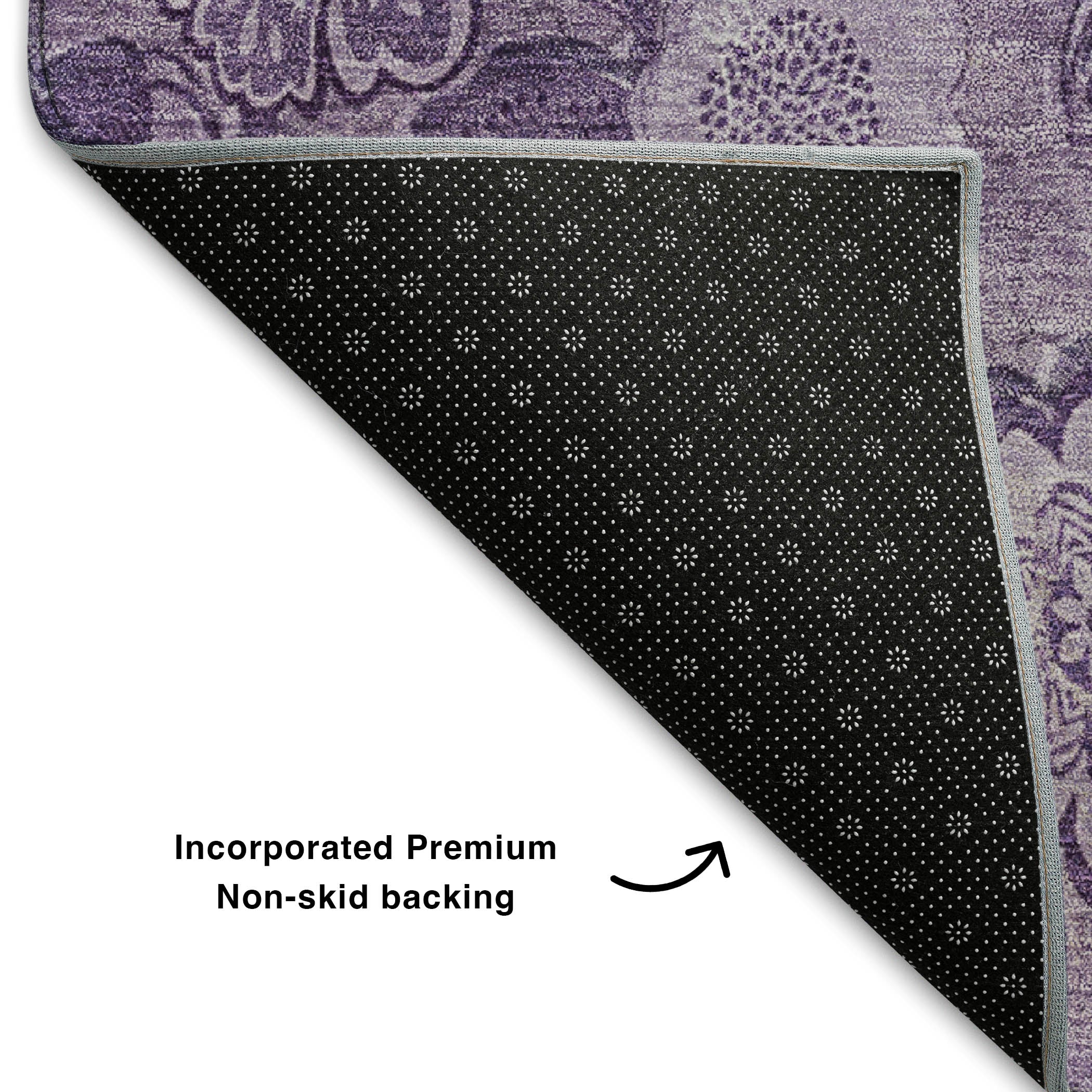 Mdina Machine Washable Transitional Plum Purple Rug 1'8" x 2'6" #shape_Rectangle