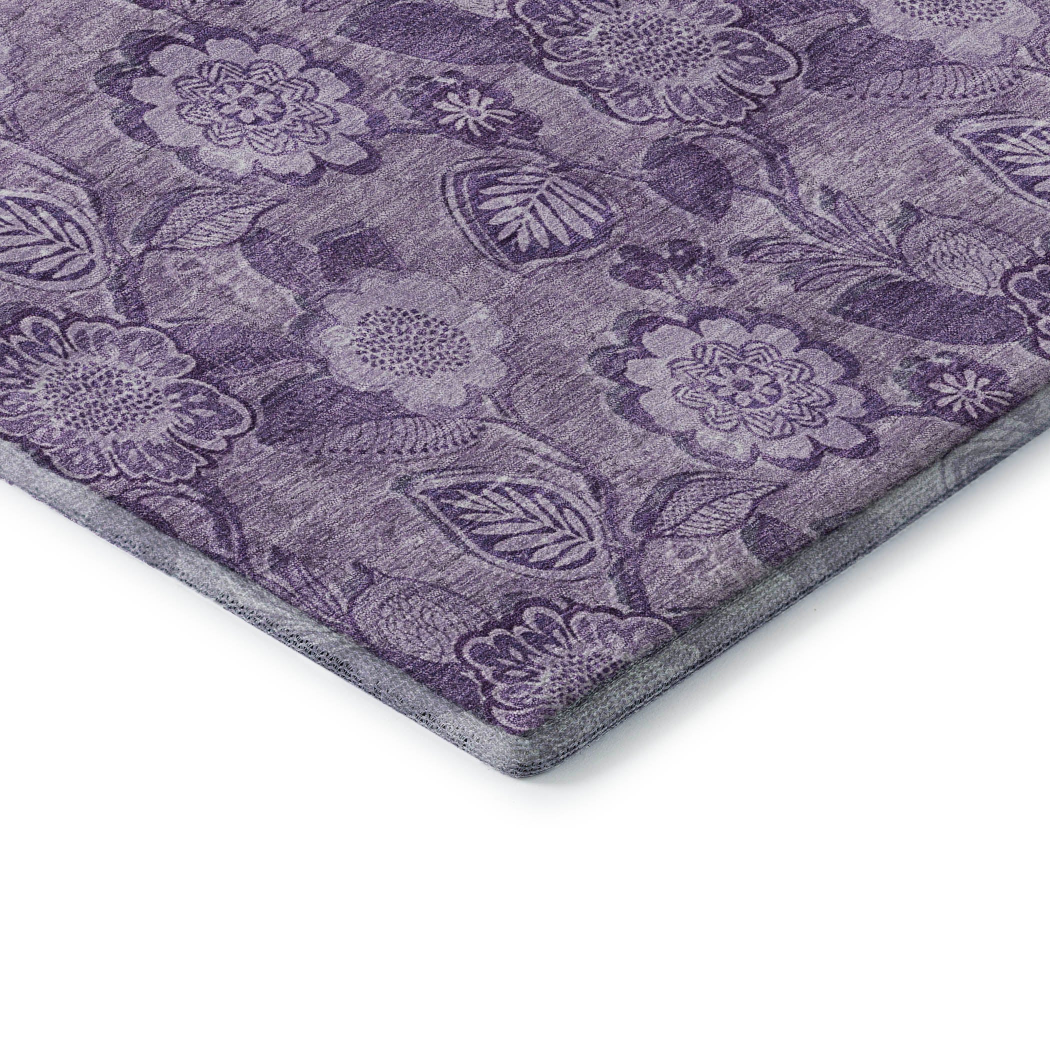 Mdina Machine Washable Transitional Plum Purple Rug 1'8" x 2'6" #shape_Rectangle