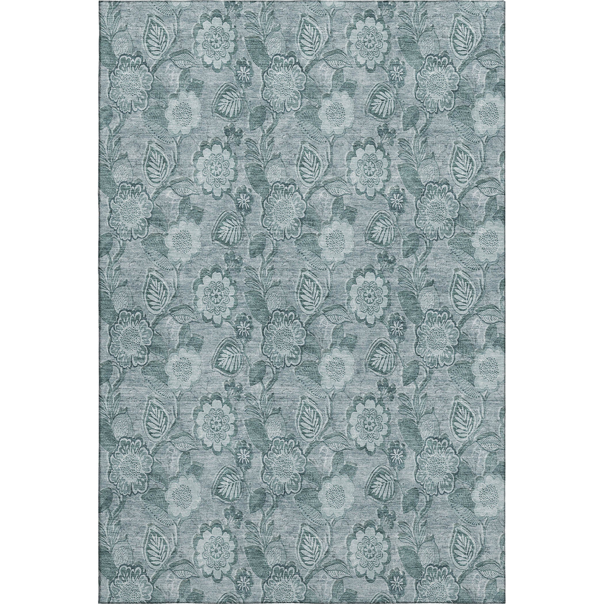 Mdina Machine Washable Transitional Teal Rug 2'6" x 3'10" #shape_Rectangle
