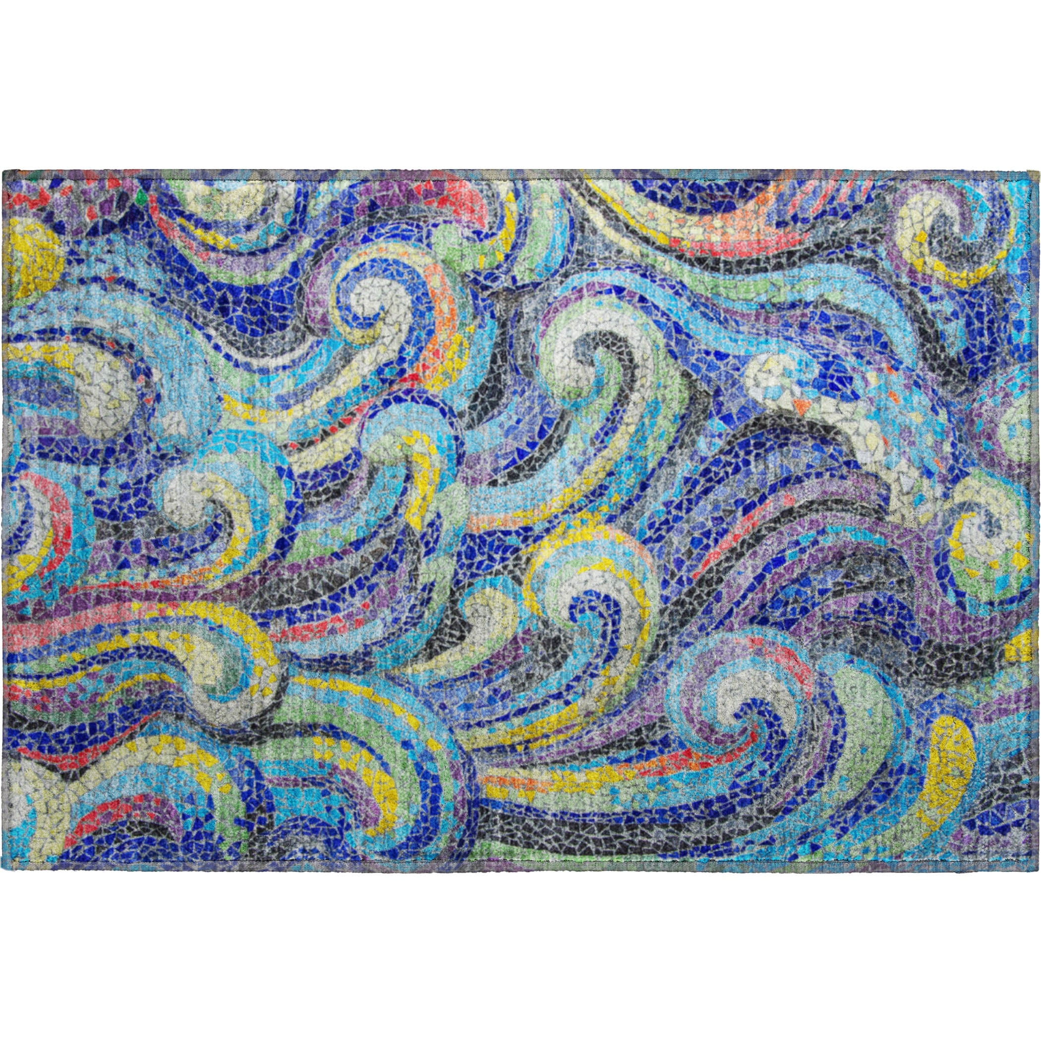 Kotor Machine Washable Coastal Ocean Blue Rug 1'8" x 2'6" #shape_Rectangle