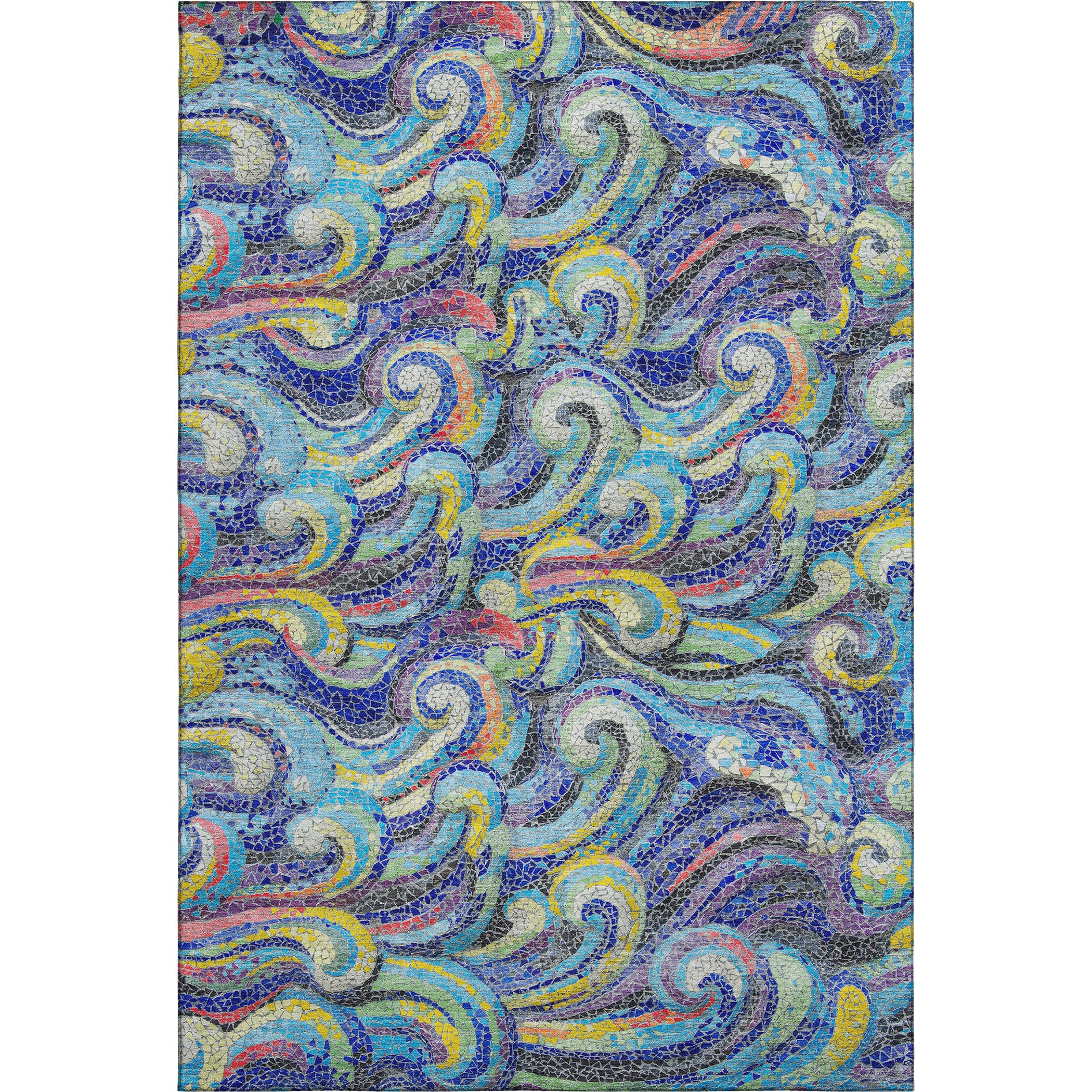 Kotor Machine Washable Coastal Ocean Blue Rug 2'6" x 3'10" #shape_Rectangle
