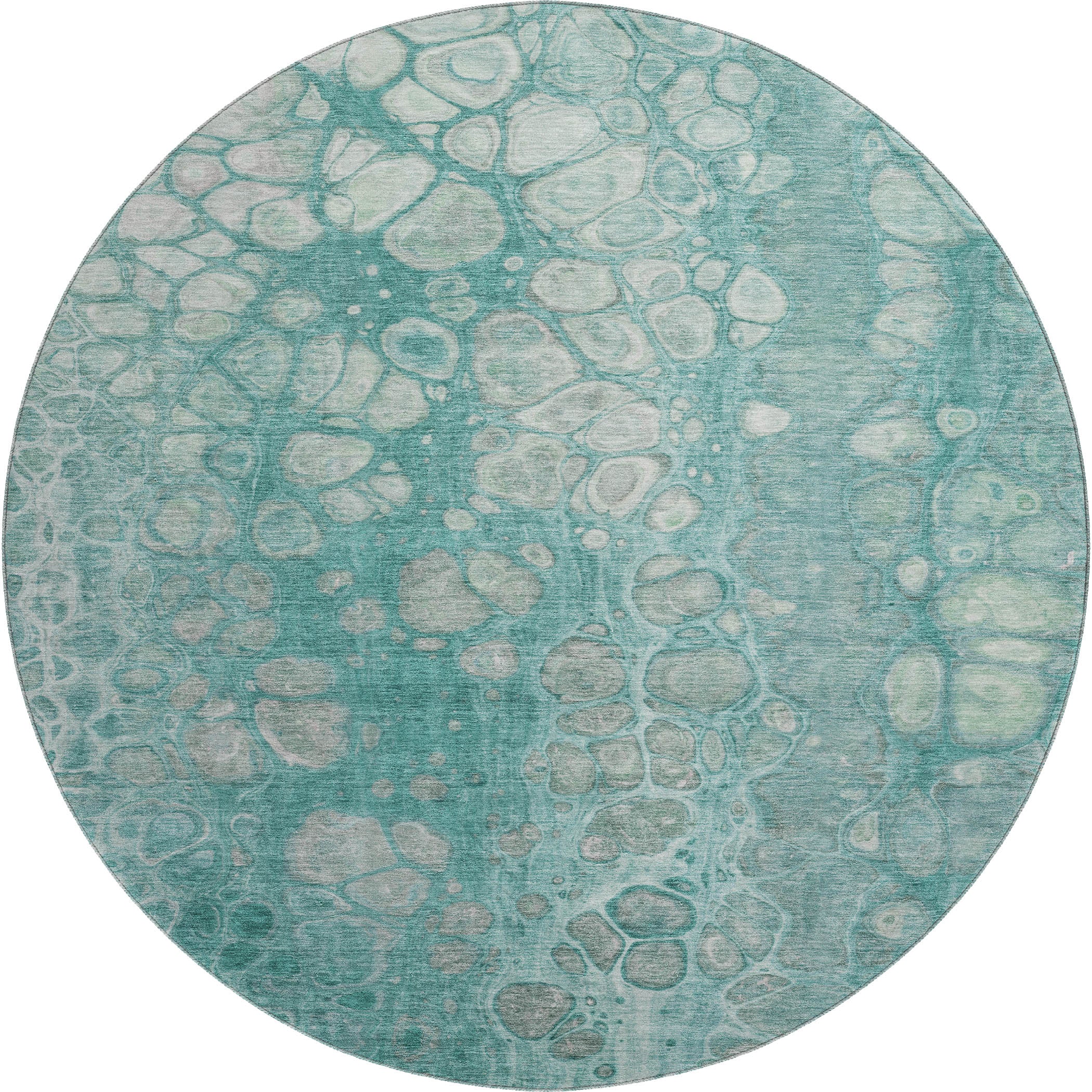 Jaipur Machine Washable Transitional Aqua Teal Rug 8' x 8' #shape_Round