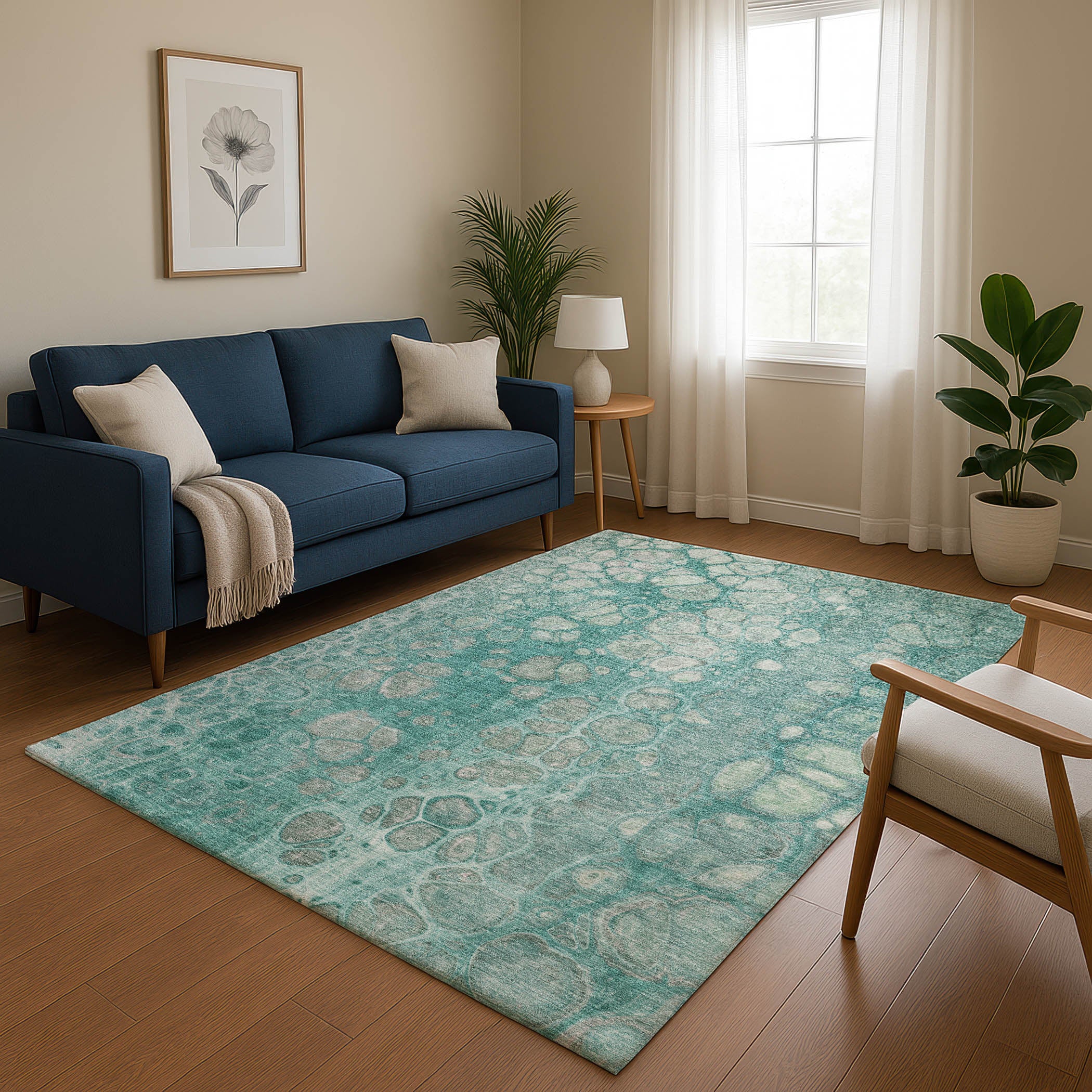 Jaipur Machine Washable Transitional Aqua Teal Rug 2'6" x 3'10" #shape_Rectangle