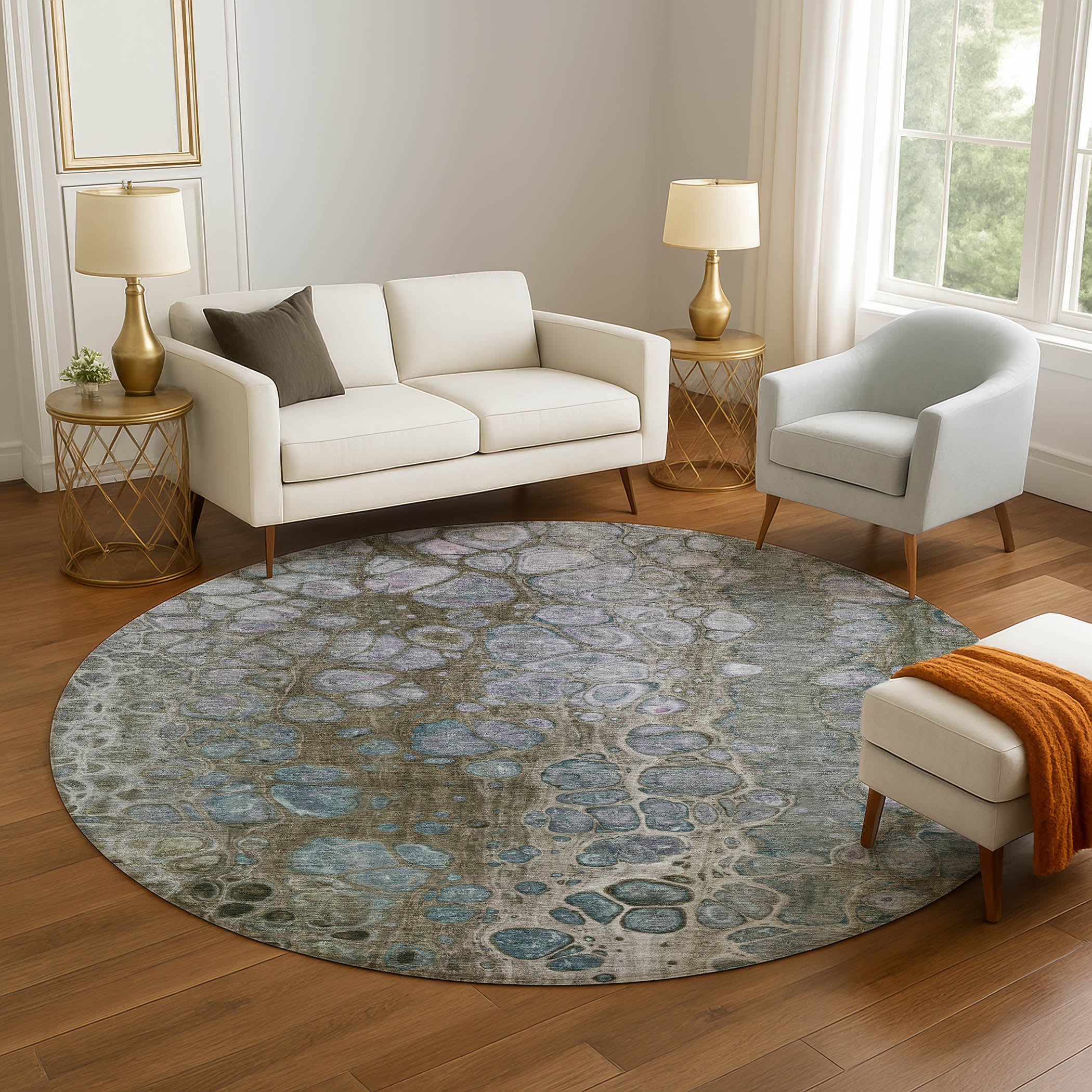 Jaipur Machine Washable Transitional Brown Rug 8' x 8' #shape_Round