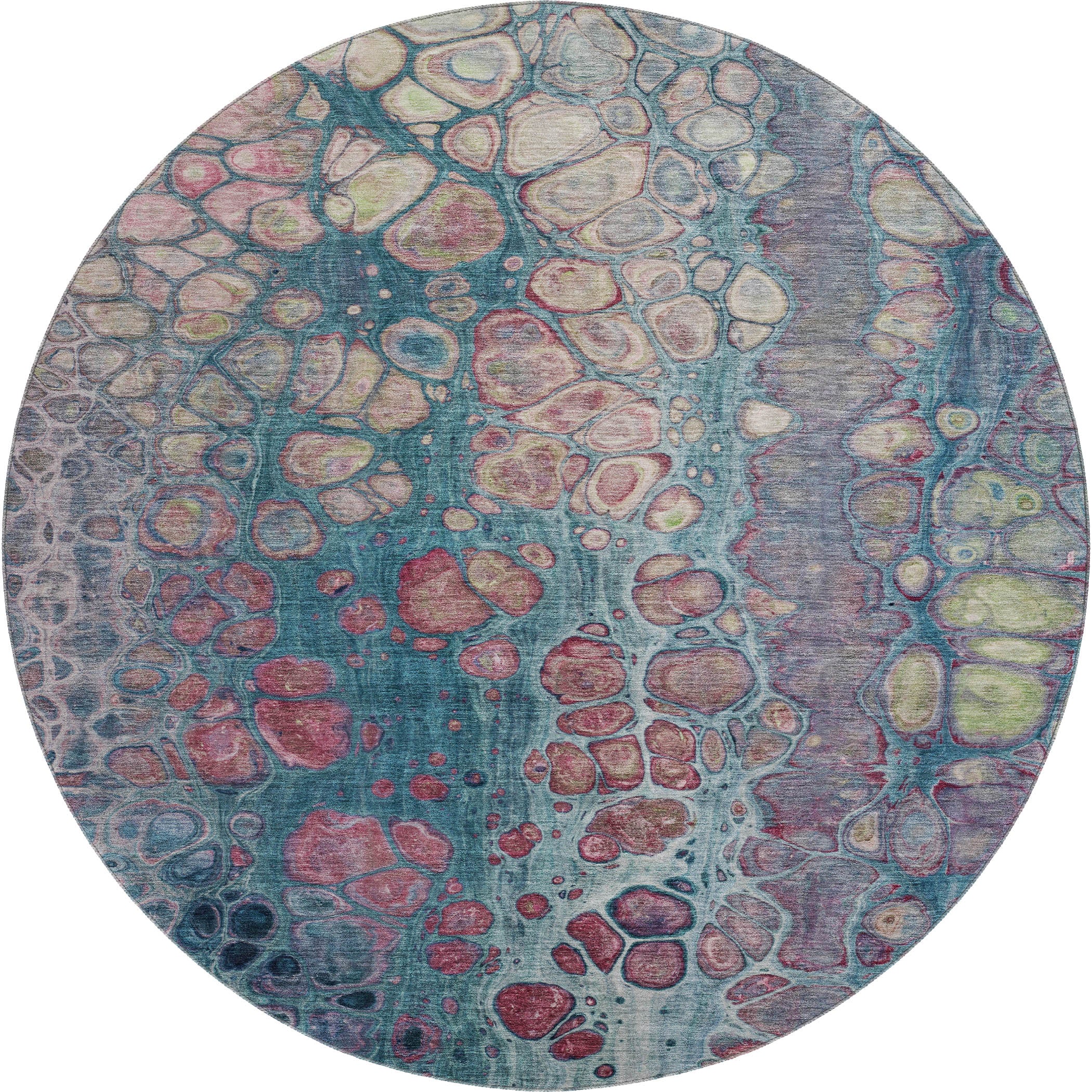 Jaipur Machine Washable Transitional Teal Rug 8' x 8' #shape_Round