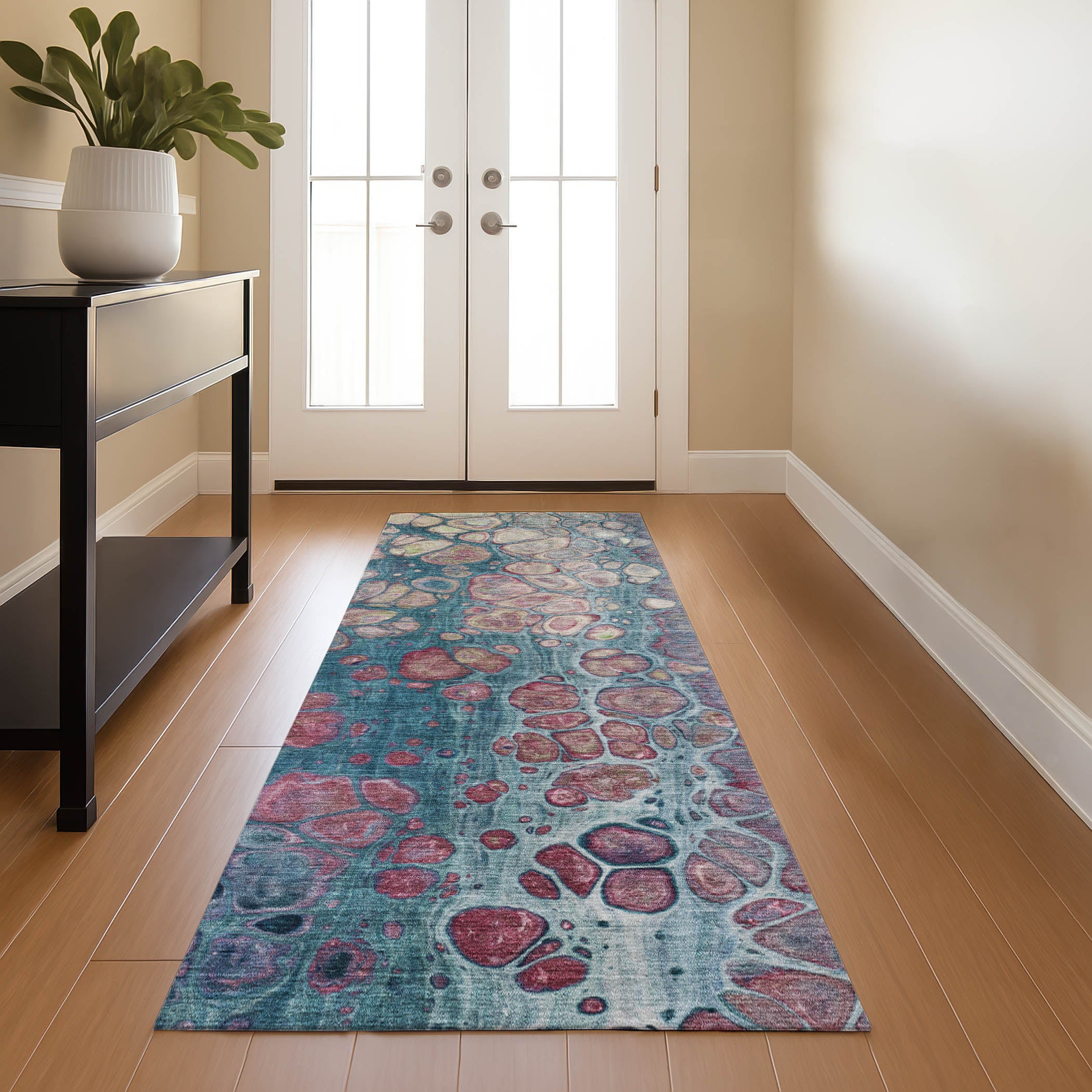 Jaipur Machine Washable Transitional Teal Rug 2'3" x 7'6" #shape_Runner