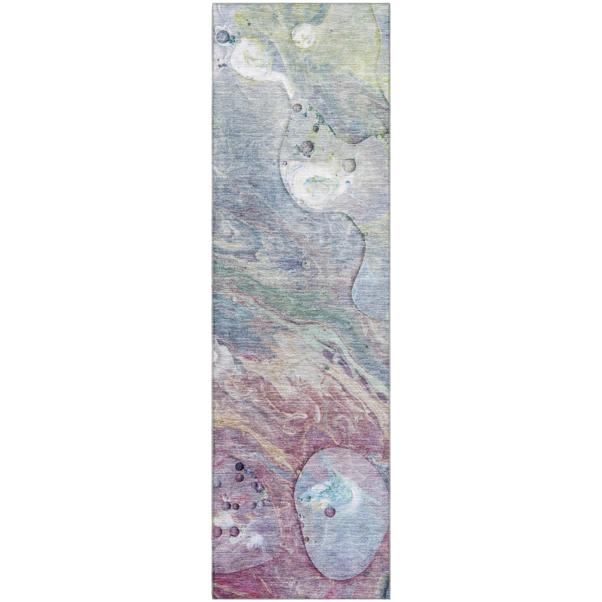 Kyoto Machine Washable Transitional Blue Rug 2'3" x 7'6" #shape_Runner