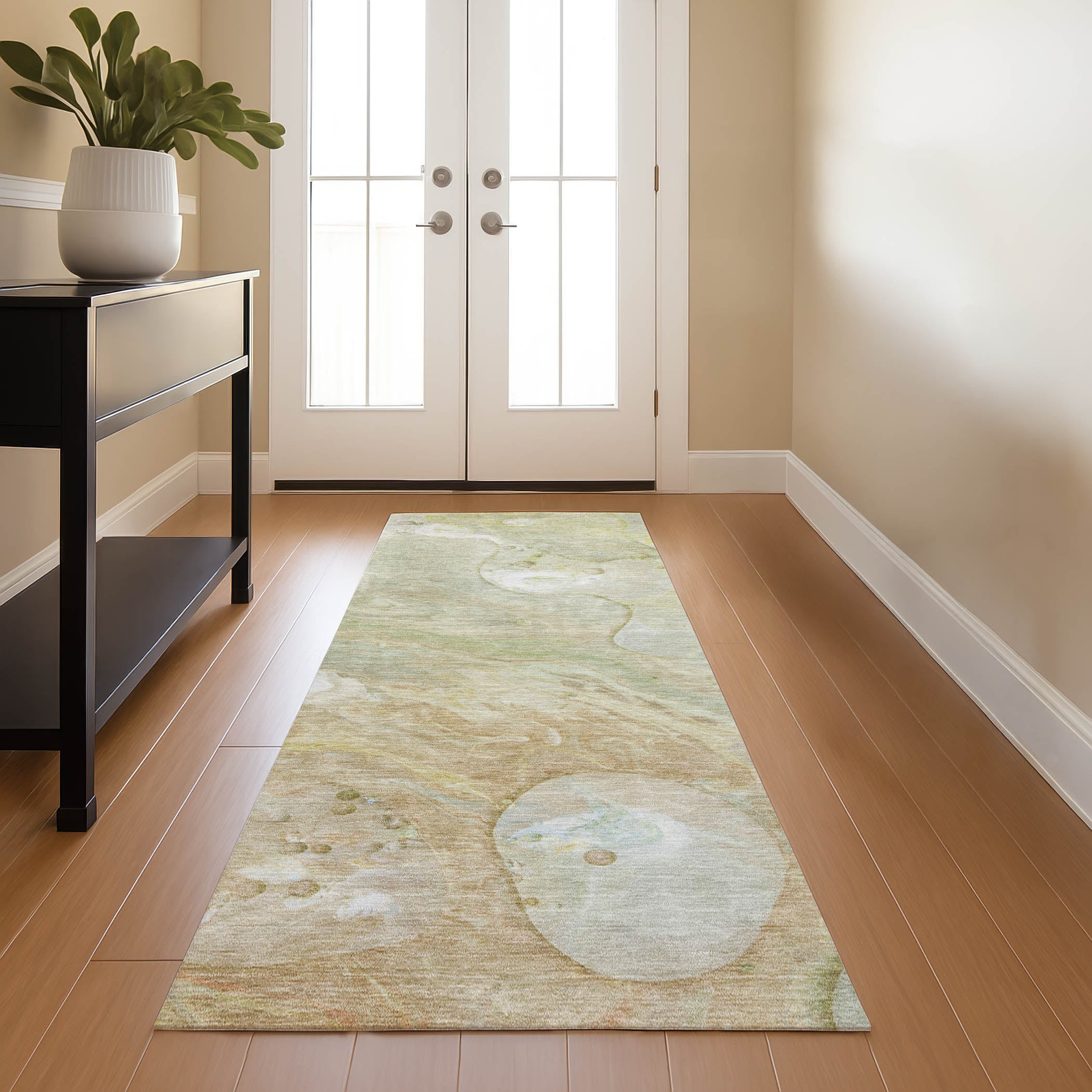 Kyoto Machine Washable Transitional Linen Ivory Rug 2'3" x 7'6" #shape_Runner