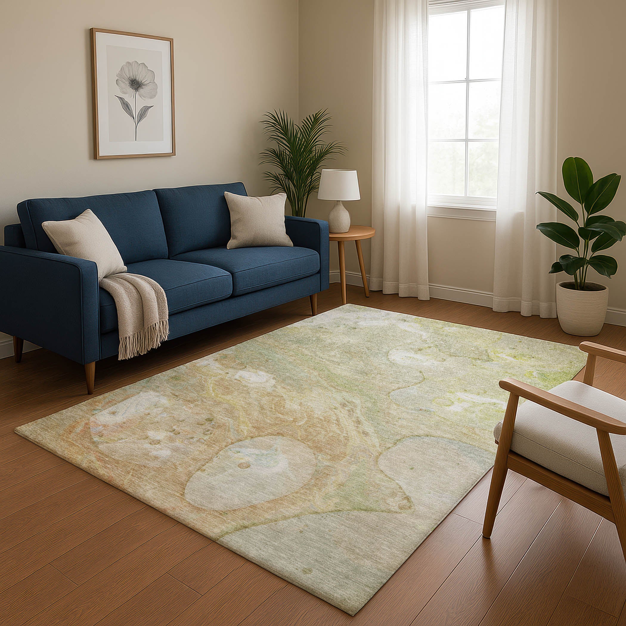 Kyoto Machine Washable Transitional Linen Ivory Rug 2'6" x 3'10" #shape_Rectangle