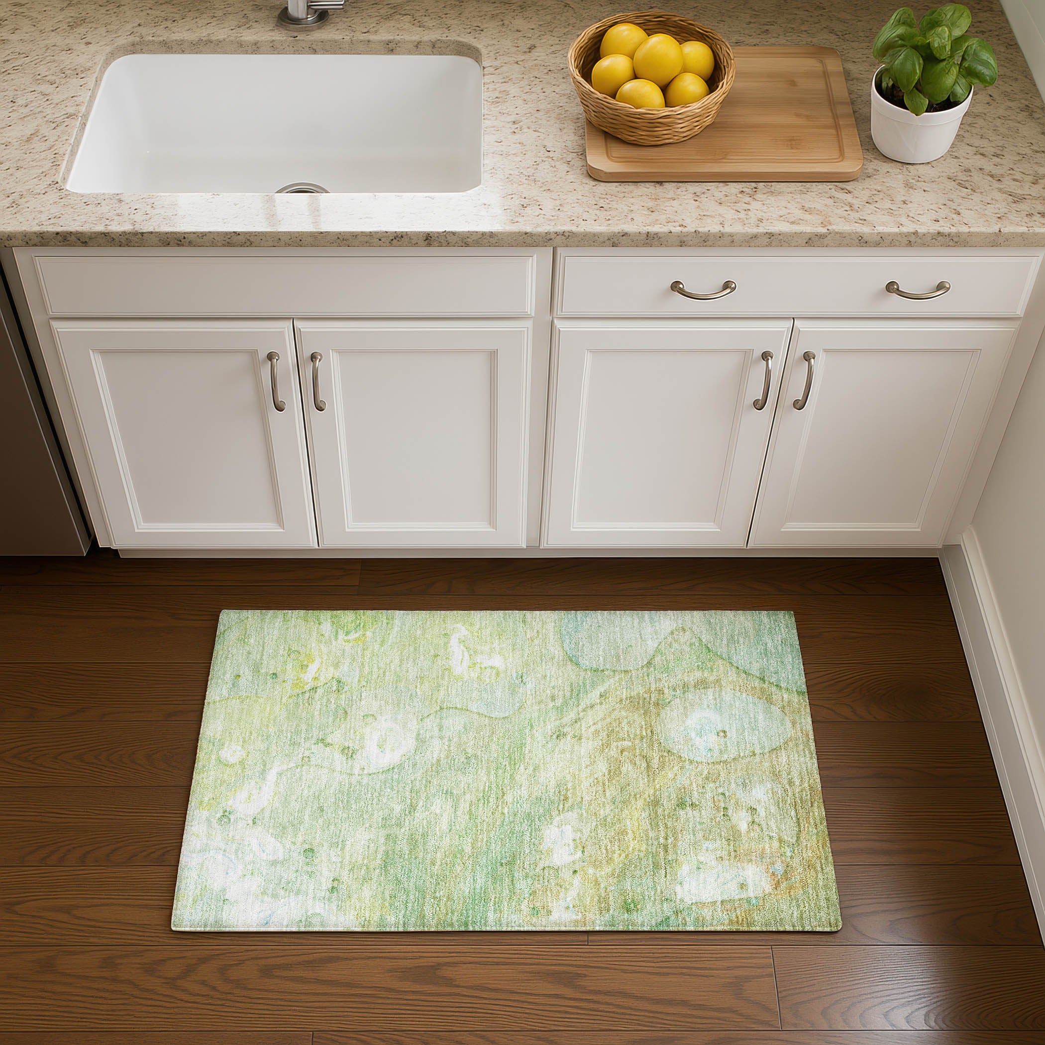 Kyoto Machine Washable Transitional Sage Green Rug 1'8" x 2'6" #shape_Rectangle